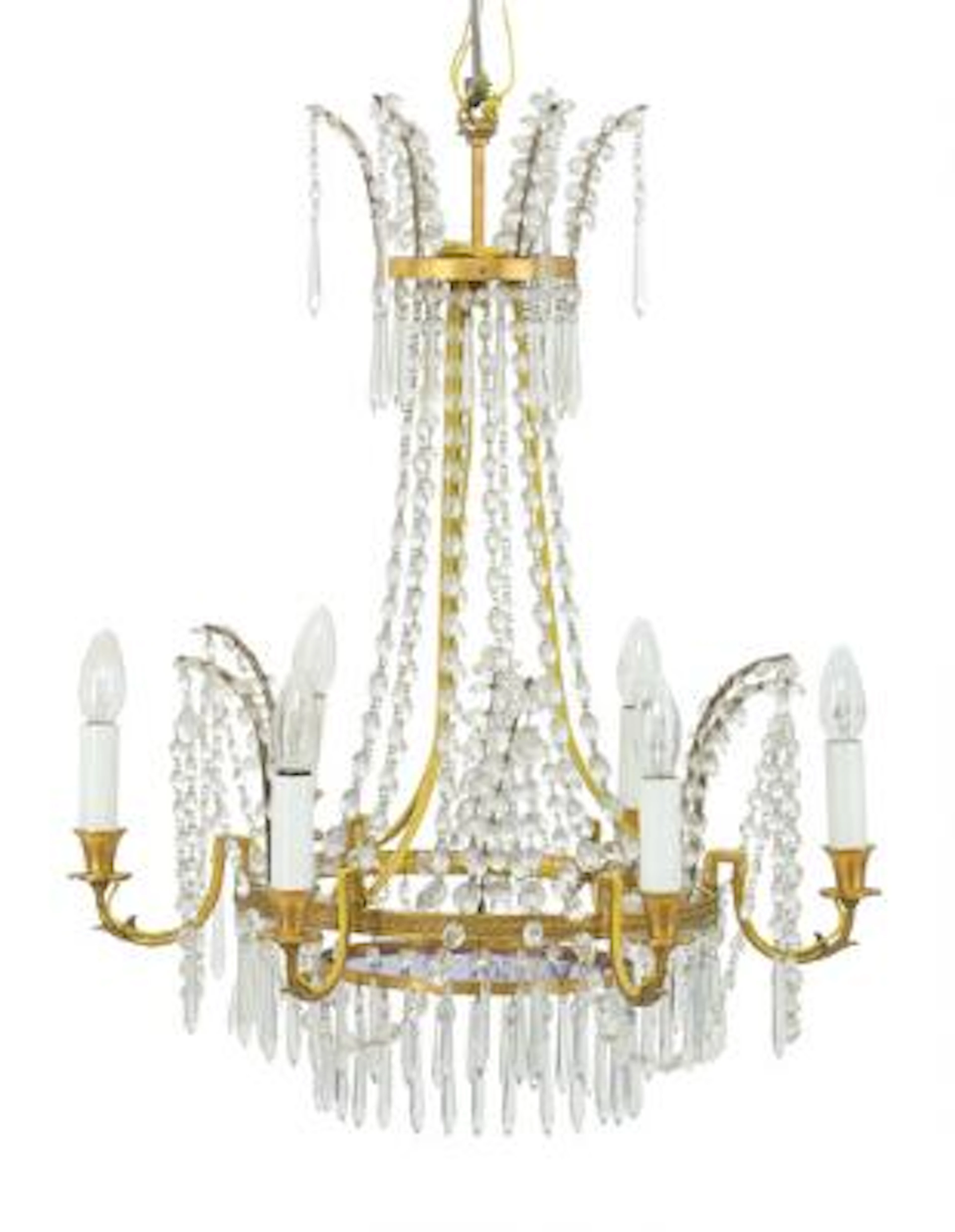 Louis XVI style chandelier. 19th century. H. 76 cm. Diam. 62 cm. –