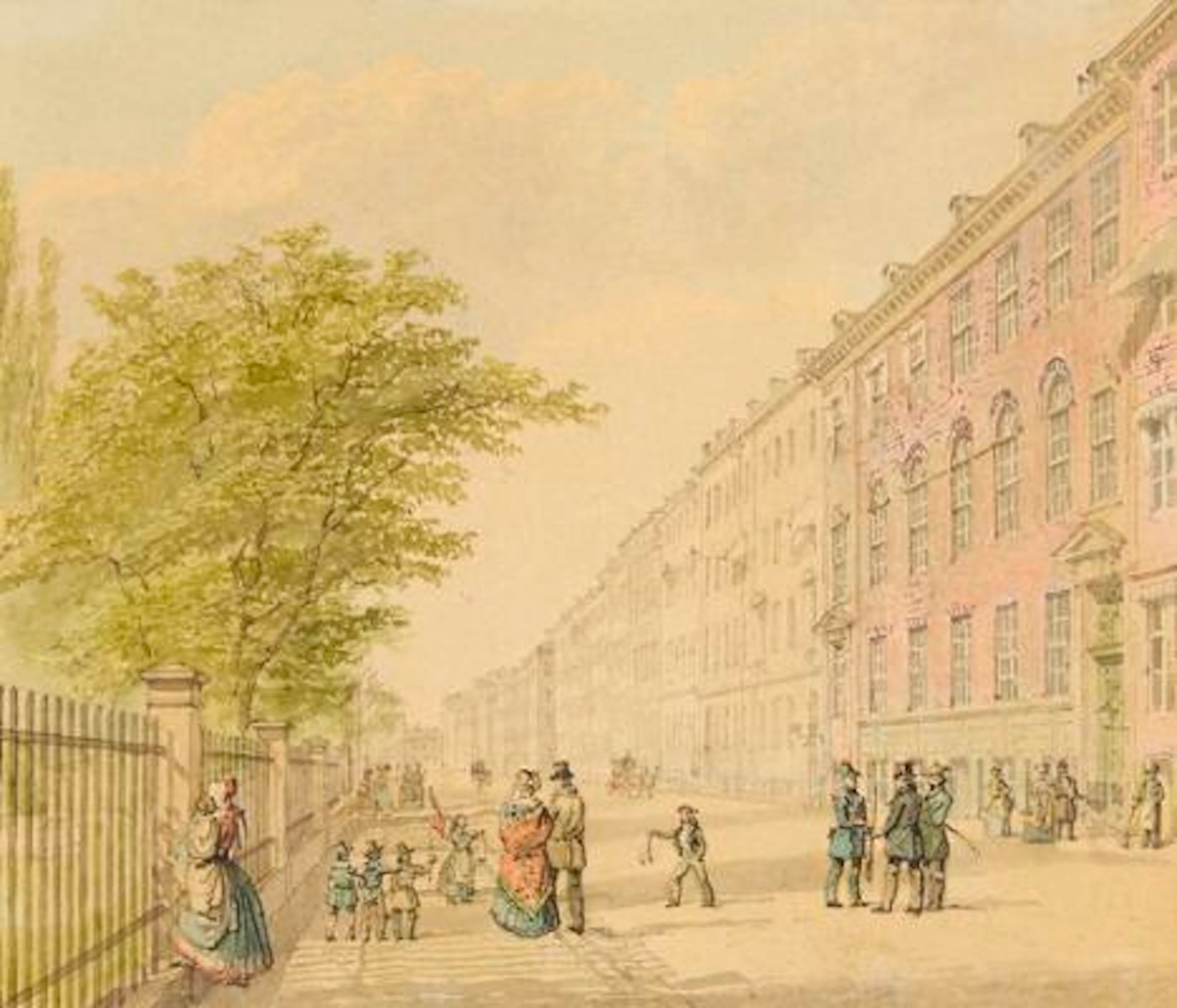H. G. F. Holm: View from Kronprinsessegade, Copenhagen. Unsigned.