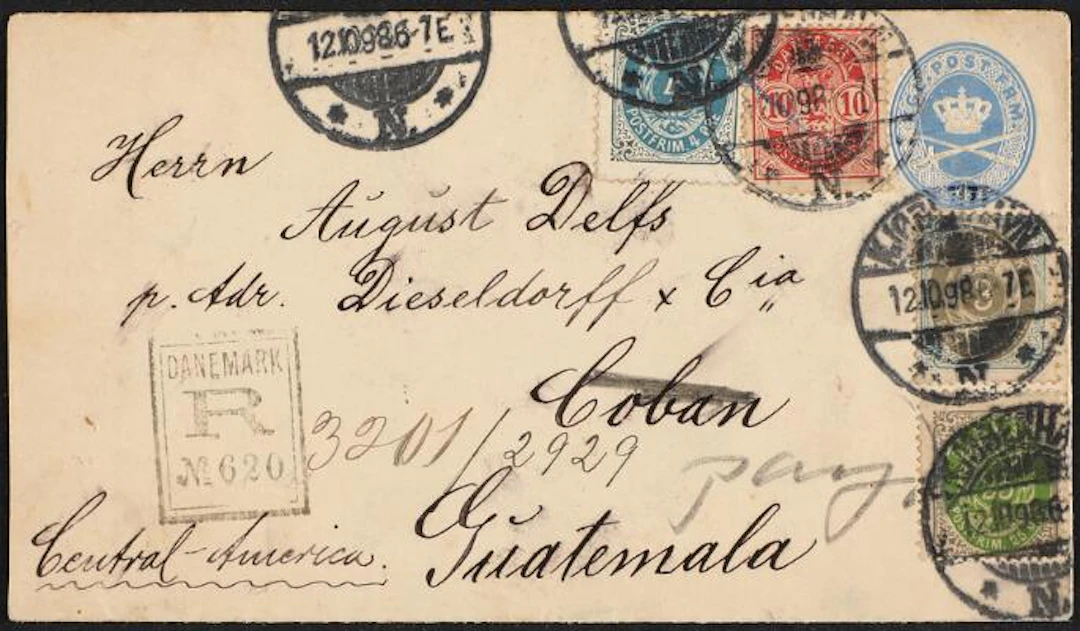 1895. 3 øre, 4 øre and 25 øre + 10 øre red on 4 øre stationery envelope.