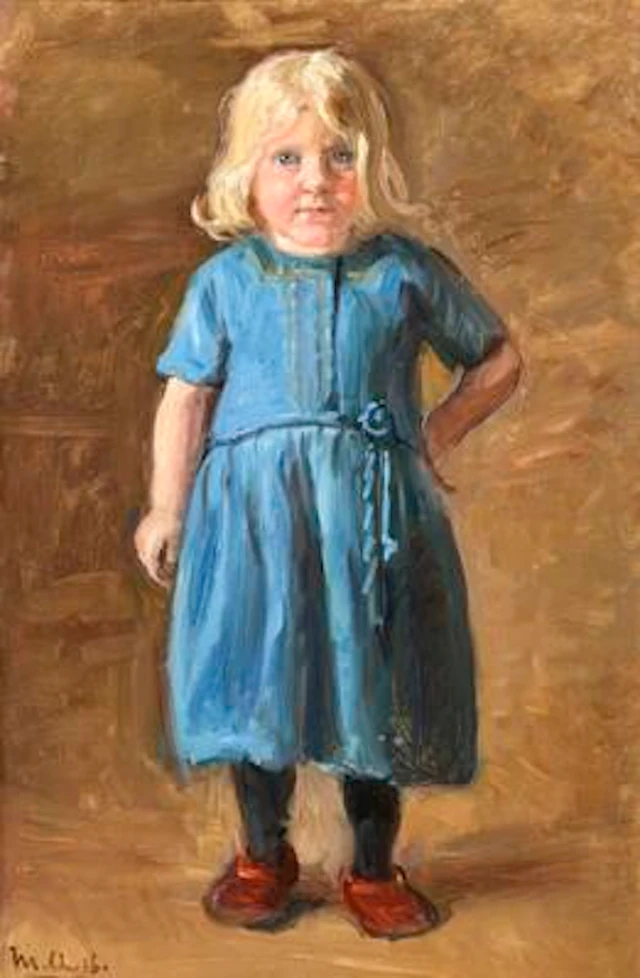 Michael Ancher: A little fair-haired Skagen girl. Signed and dated