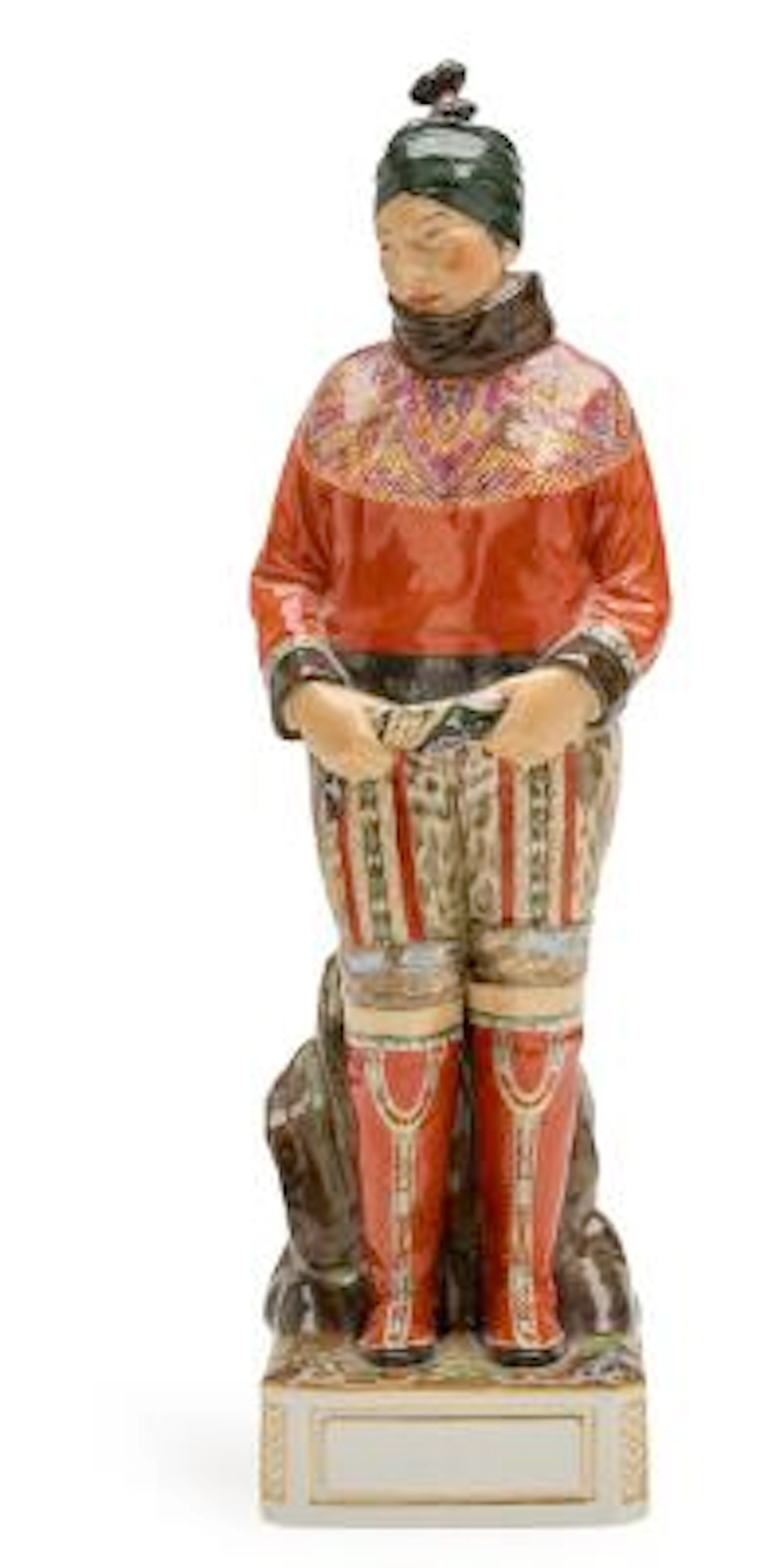 Carl Martin-Hansen: 'Greenland'. Enamelled and gilt porcelain figure.