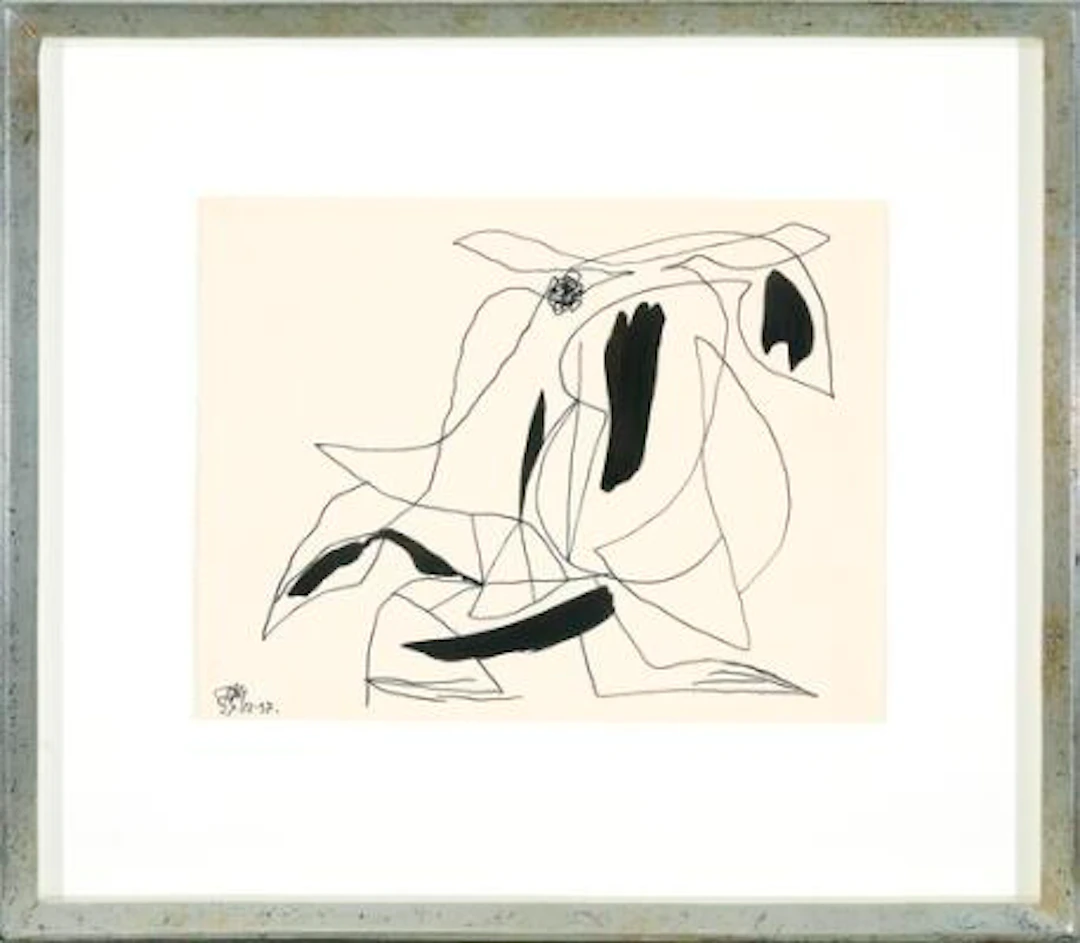 Richard Mortensen: Untitled. Signed RM 27-12-37. Indian ink on paper.