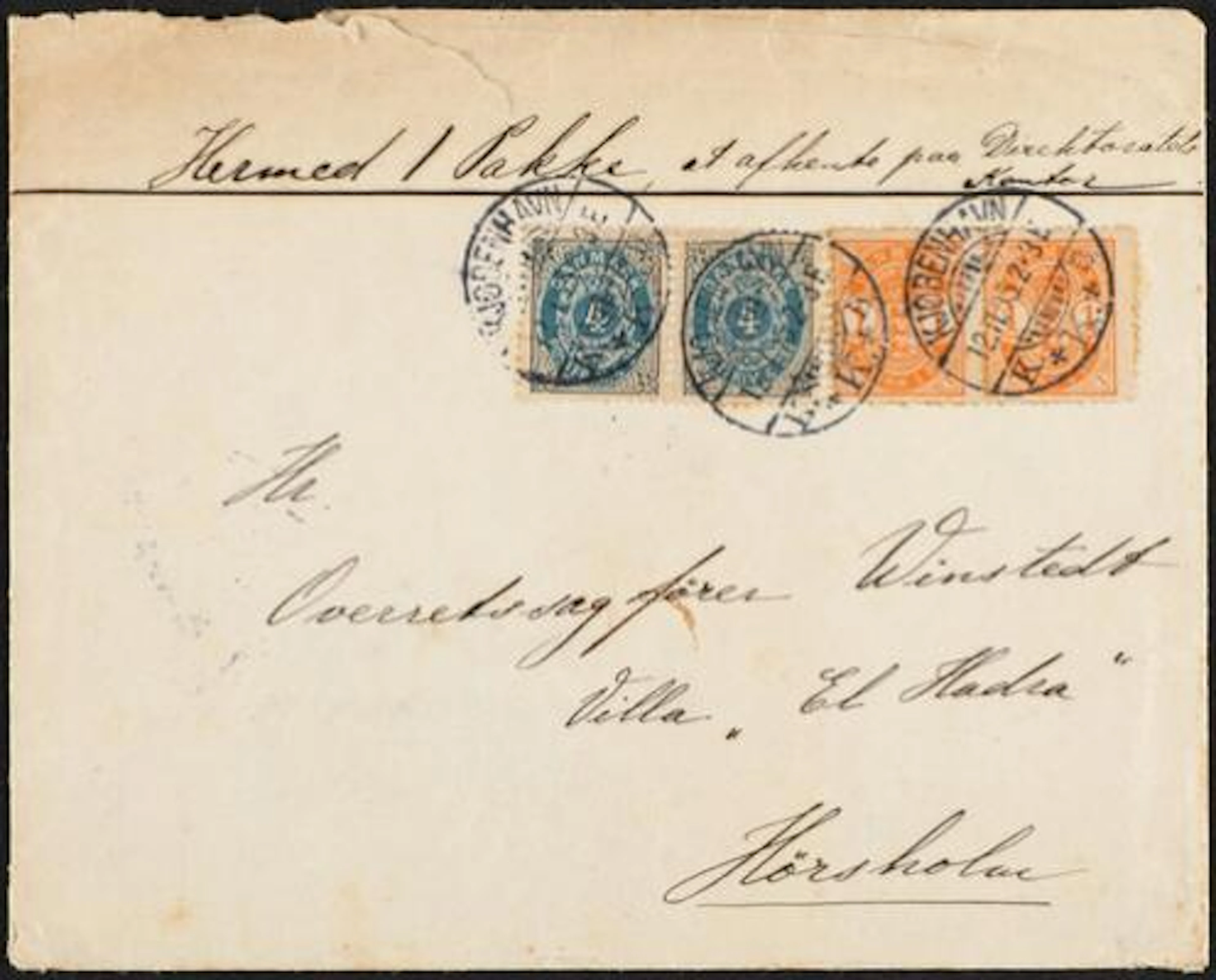 Greenland. 1895-1902. Pair 4 Øre, grey/blue, inverted frame and Arms.