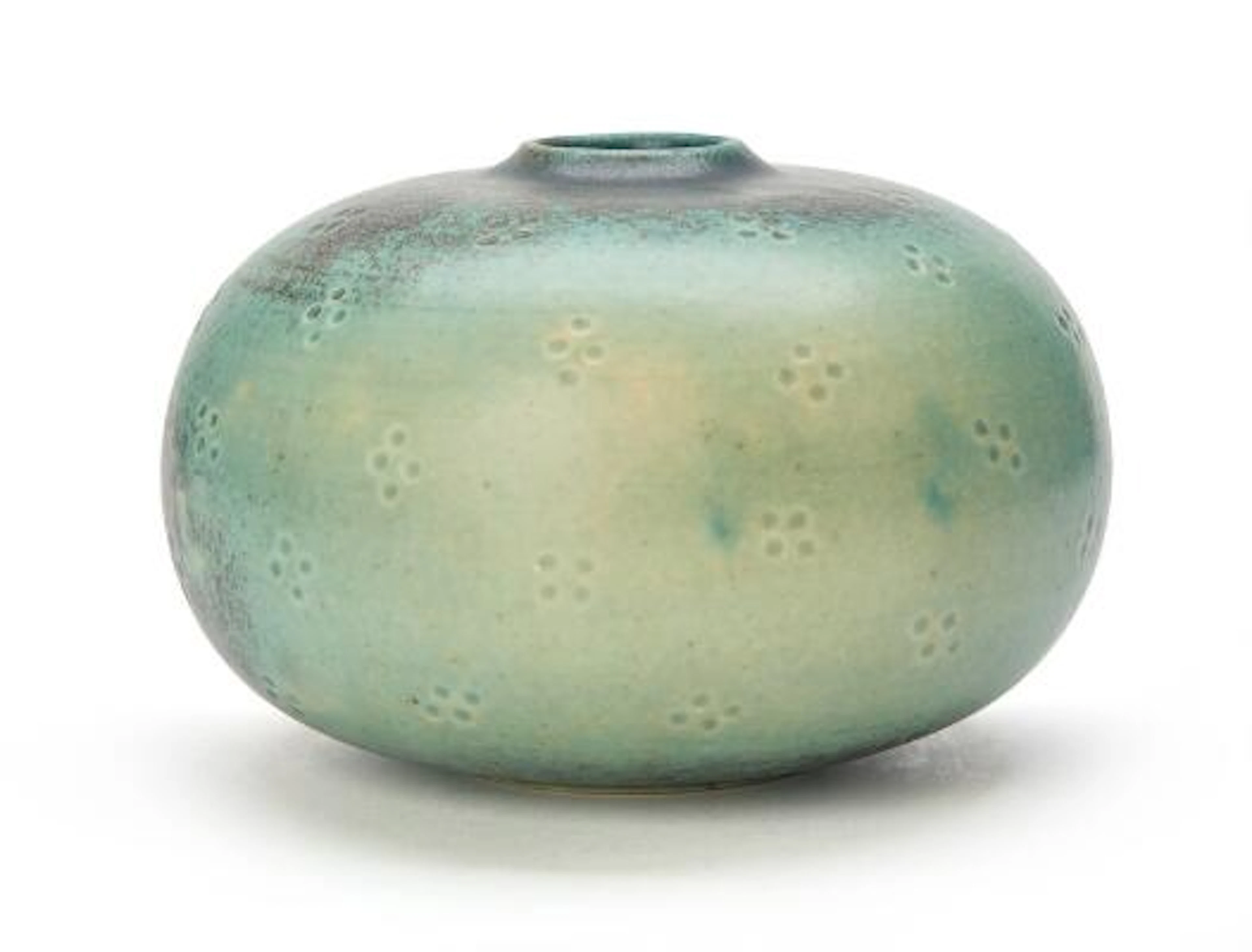 Saxbo: A round stoneware vase, modelled with a narrow opening. Made