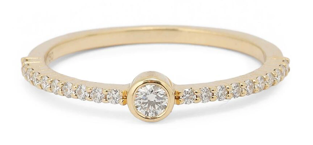 A diamond ring set with numerous brilliant-cut diamonds mounted in