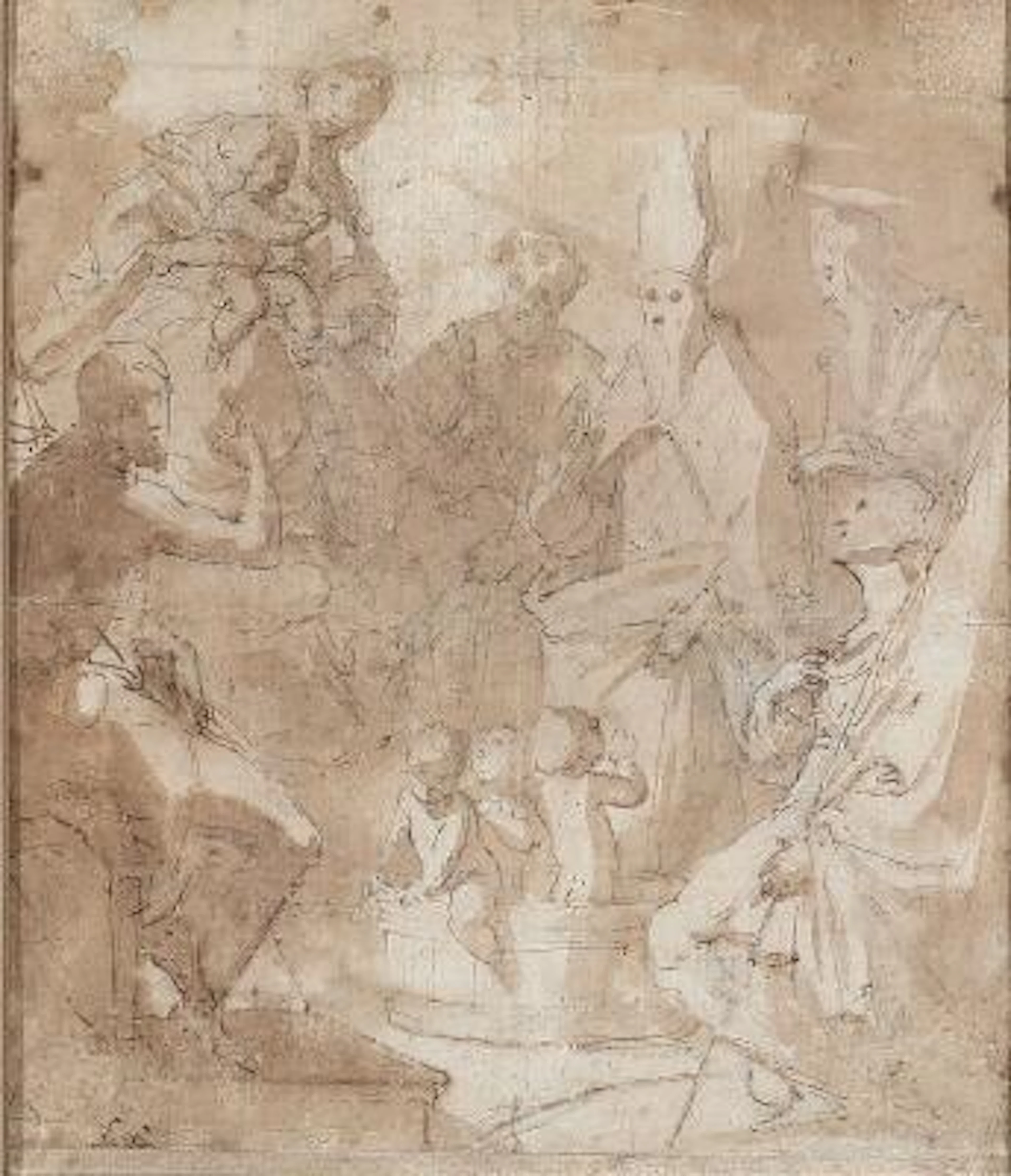 Andrea Boscoli: Religious composition. Inscribed L. C. Drawing ink