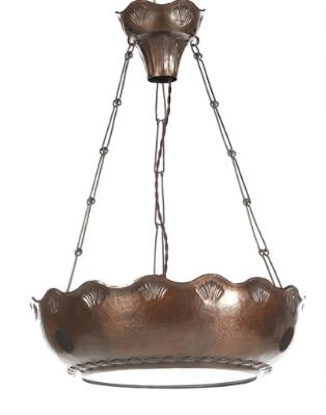Danish design: Ceiling lamp in patinated brass with frosted glass
