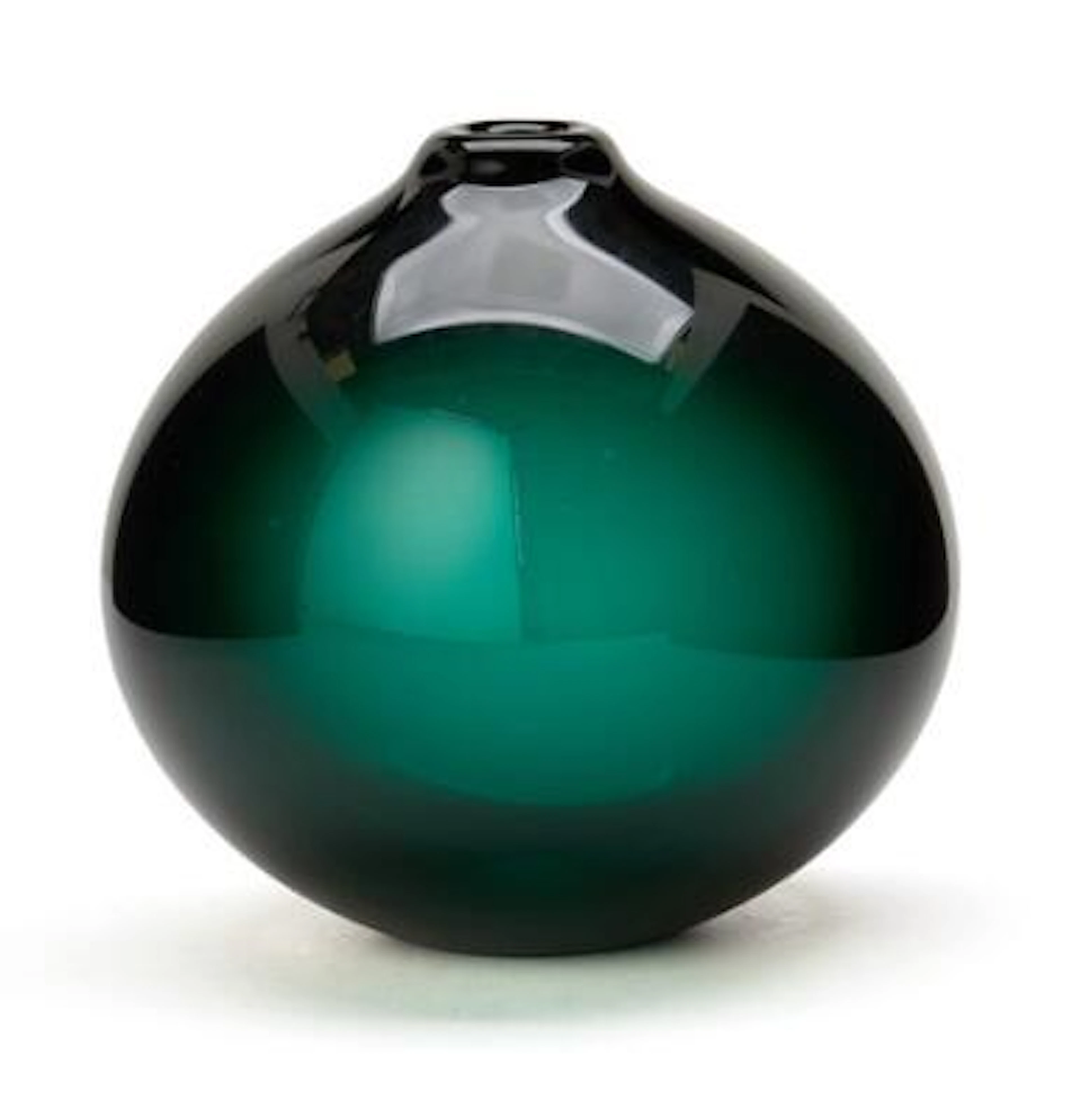 Per Lütken: Vase of dark green glass. Made by Holmegaard. H. 20 cm.