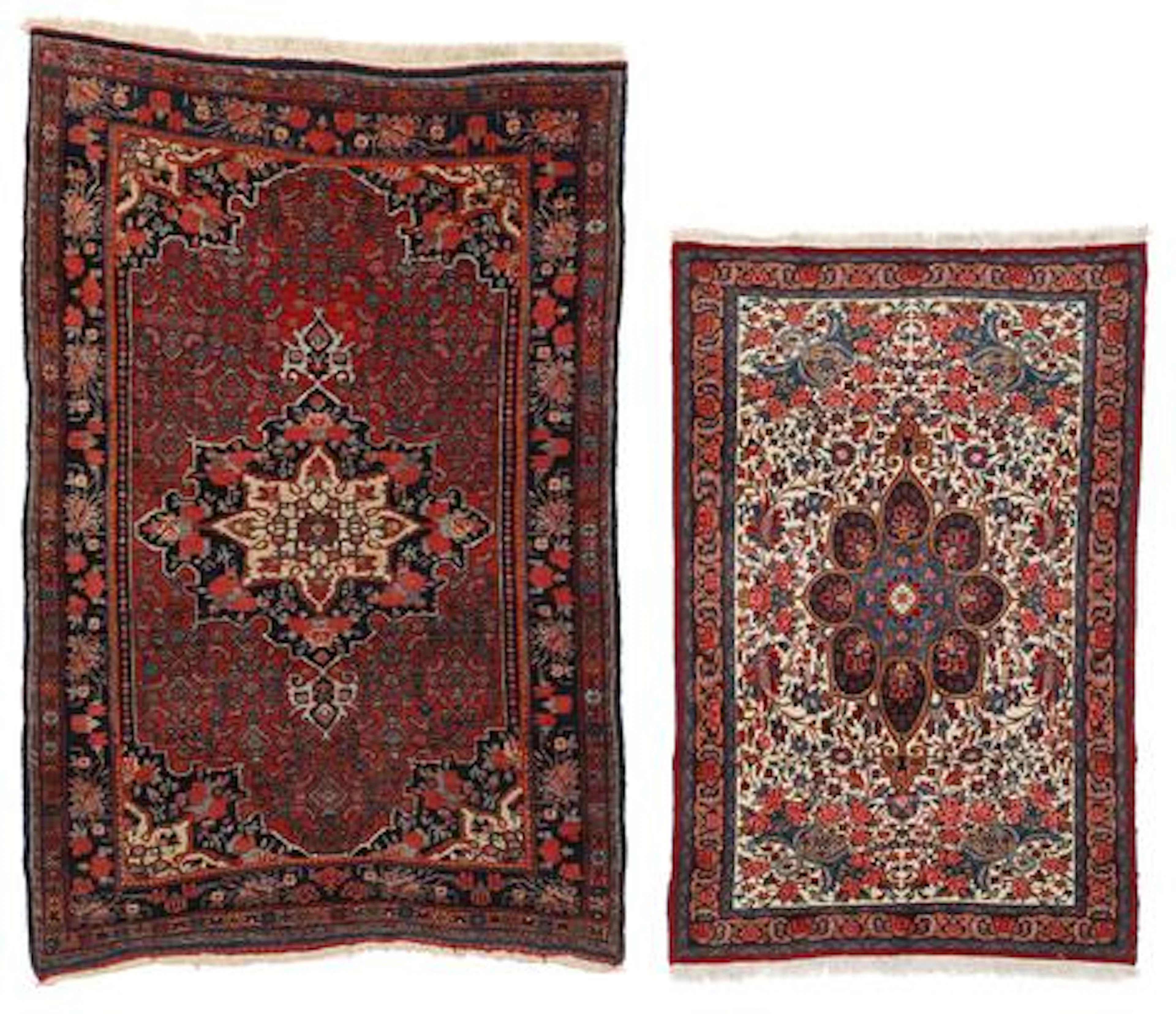 Two Bidjar rugs, Persia. Medallion design on an ivory field. C. year