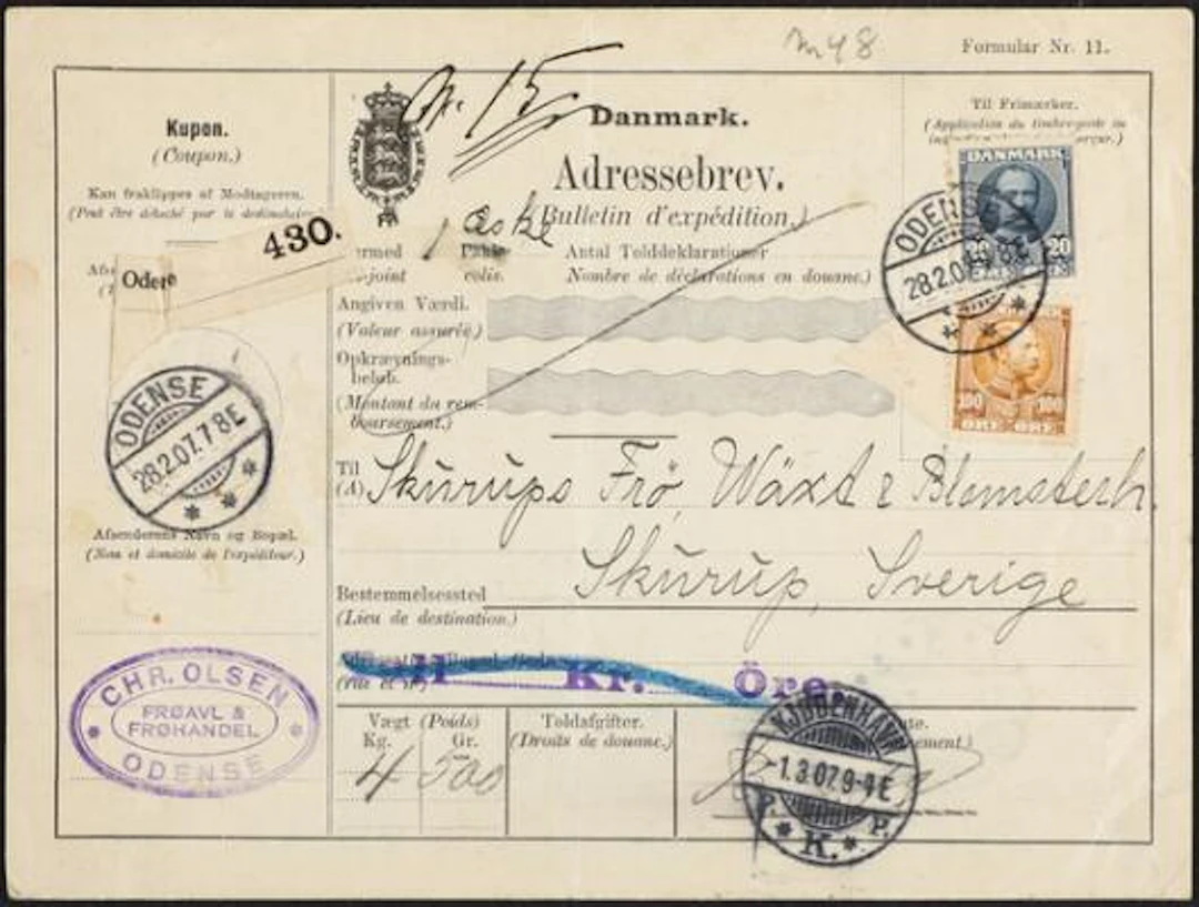 1905-1907. Christian IX. 100 Øre, yellow brown and Frederik VIII.