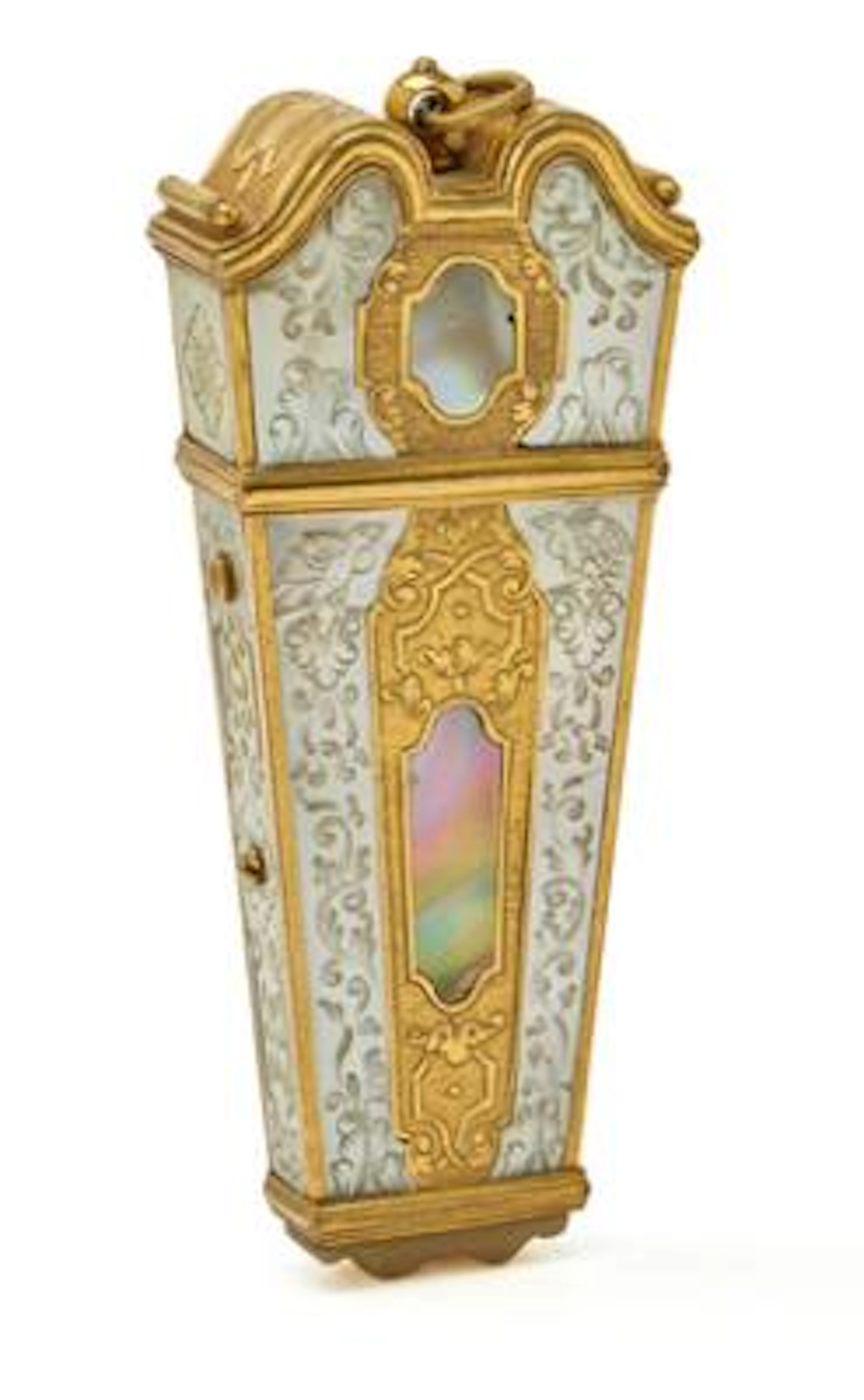 A Danish Regence silver-gilt, gilt-metal and mother-of-pearl case.