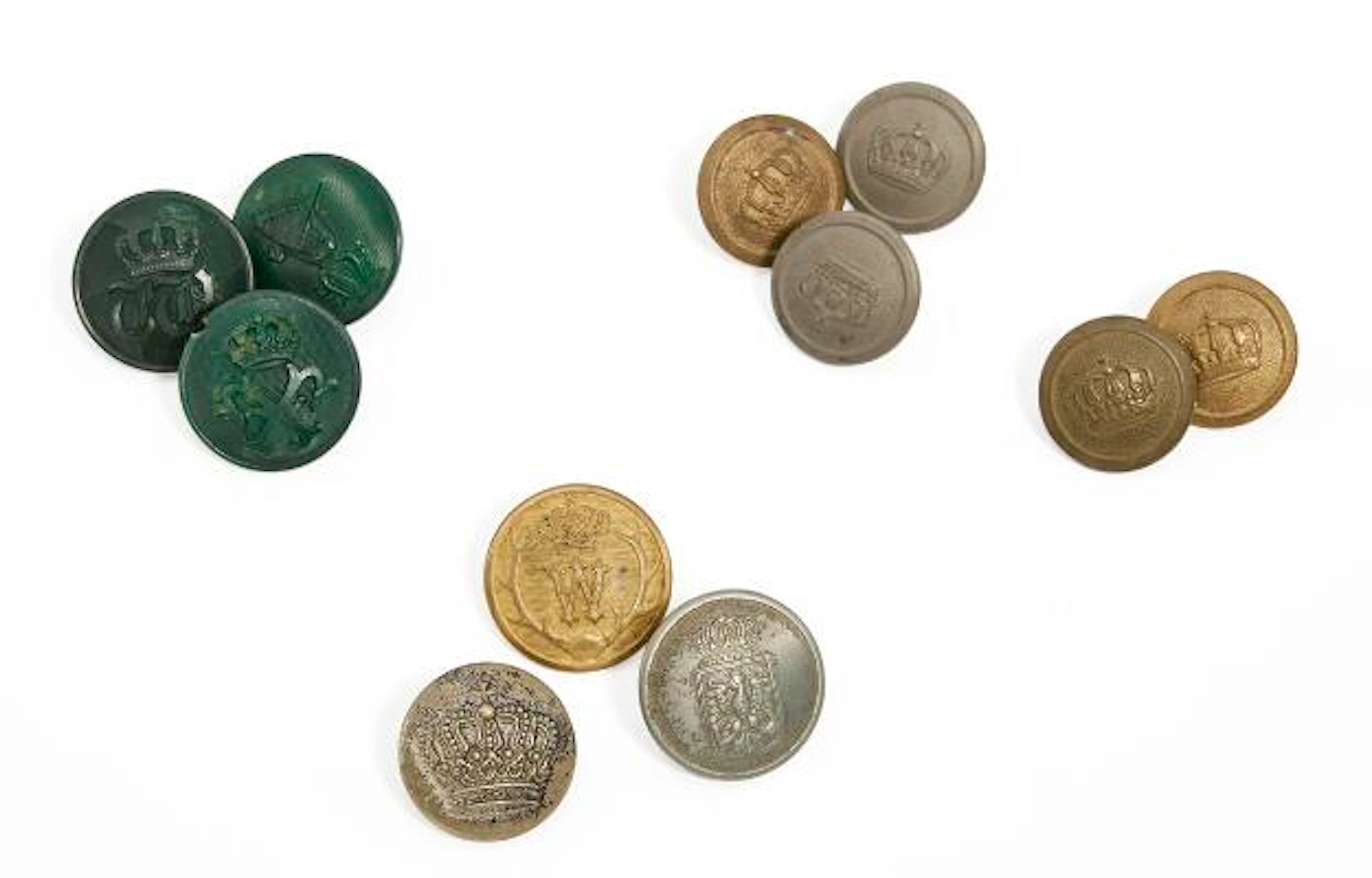 A collection of 63 bottuns, with among others crown, initials and