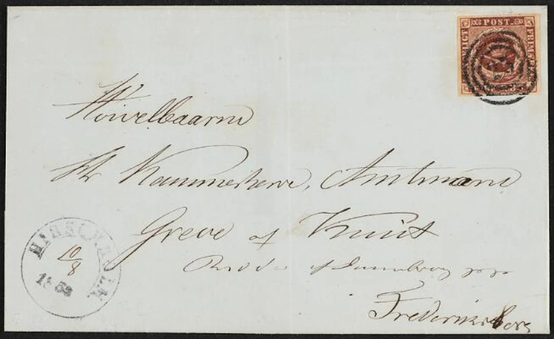 1851. 4 RBS Ferslew. Plate II, no. 93. Excellent cover with NUMERAL