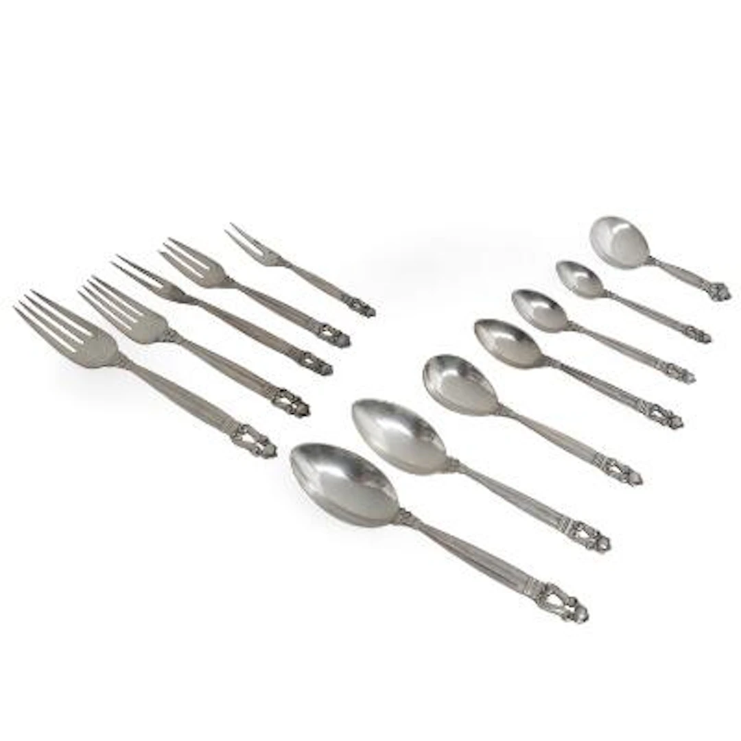 Johan Rohde: "Acorn". Sterling silver and silver cutlery. Georg Jensen