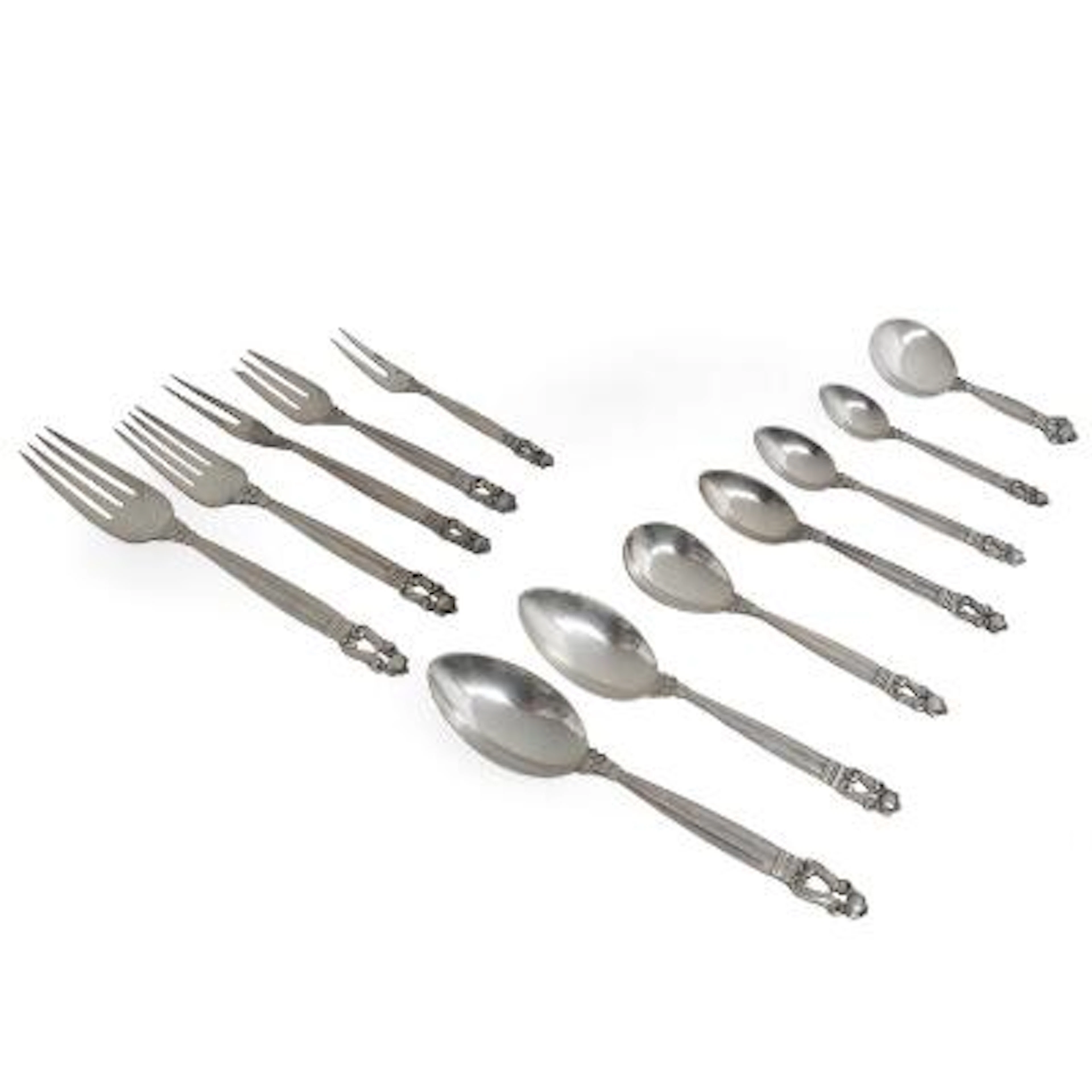 Johan Rohde: "Acorn". Sterling silver and silver cutlery. Georg Jensen