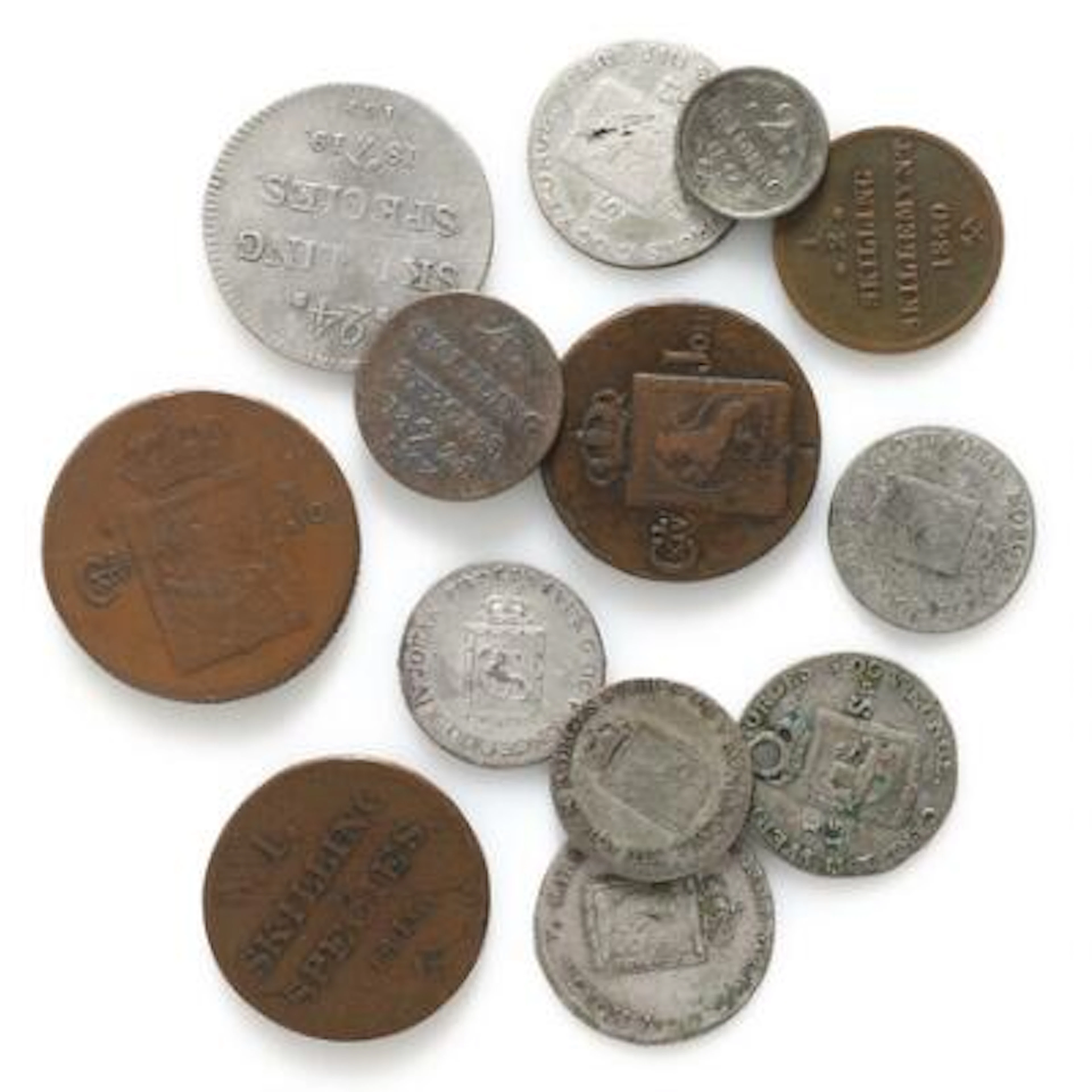 Norway, Carl XIII-Carl XIV Johan, collection of coins, in total 13