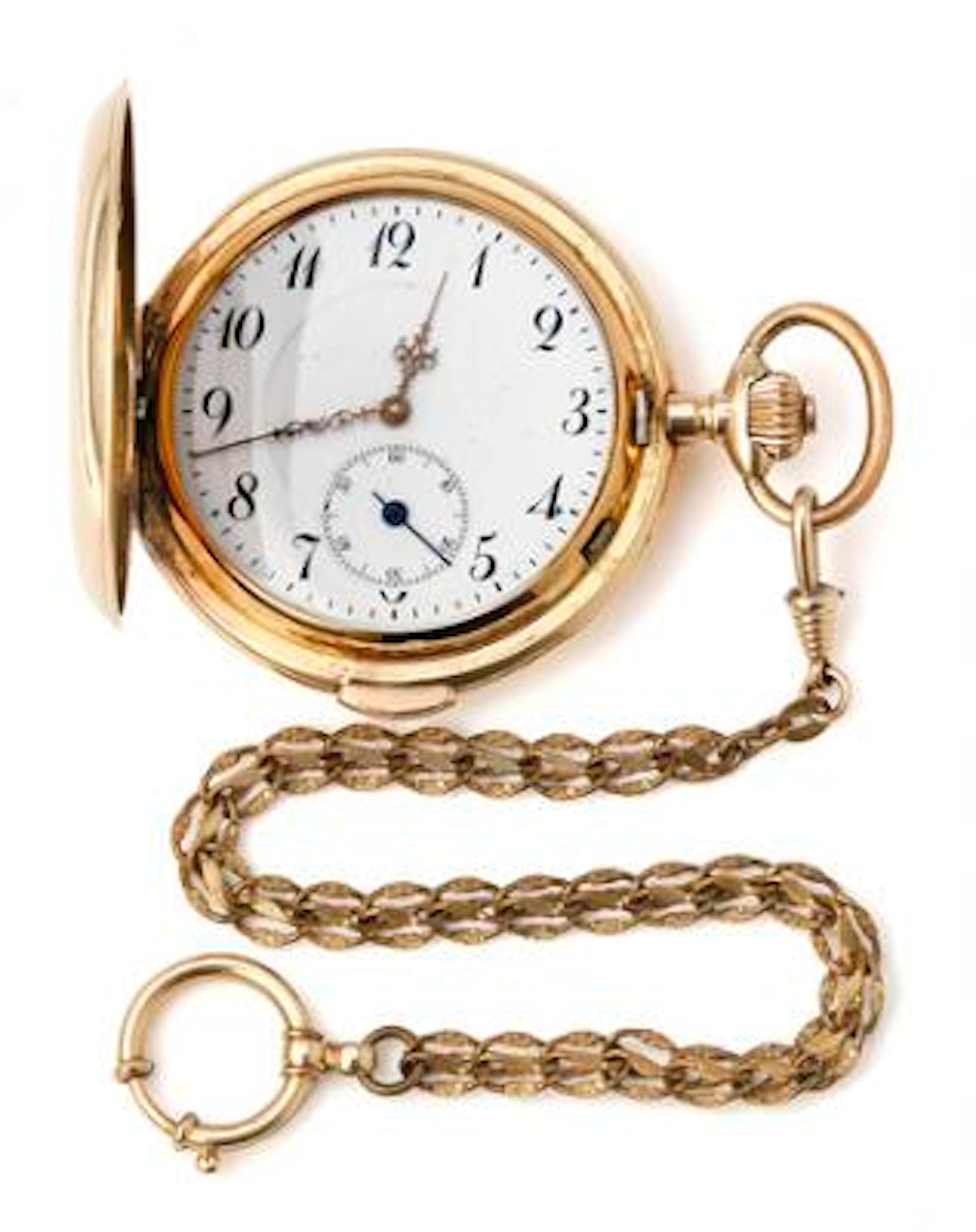Double-cased pocket watch of 14k gold. Mechanical repeating movement