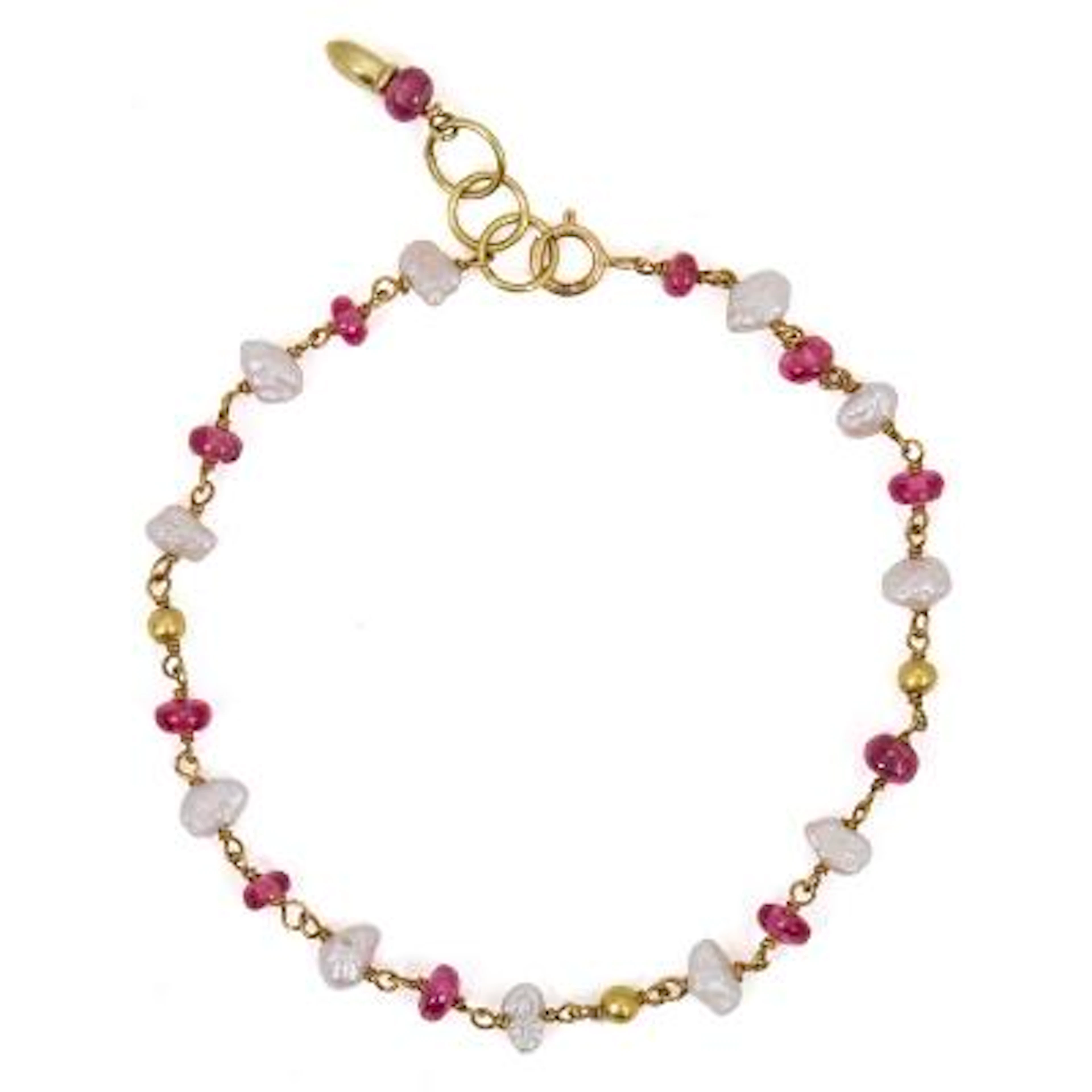 Natascha Trolle: A spinel bracelet set with spinel, Keshi pearls and