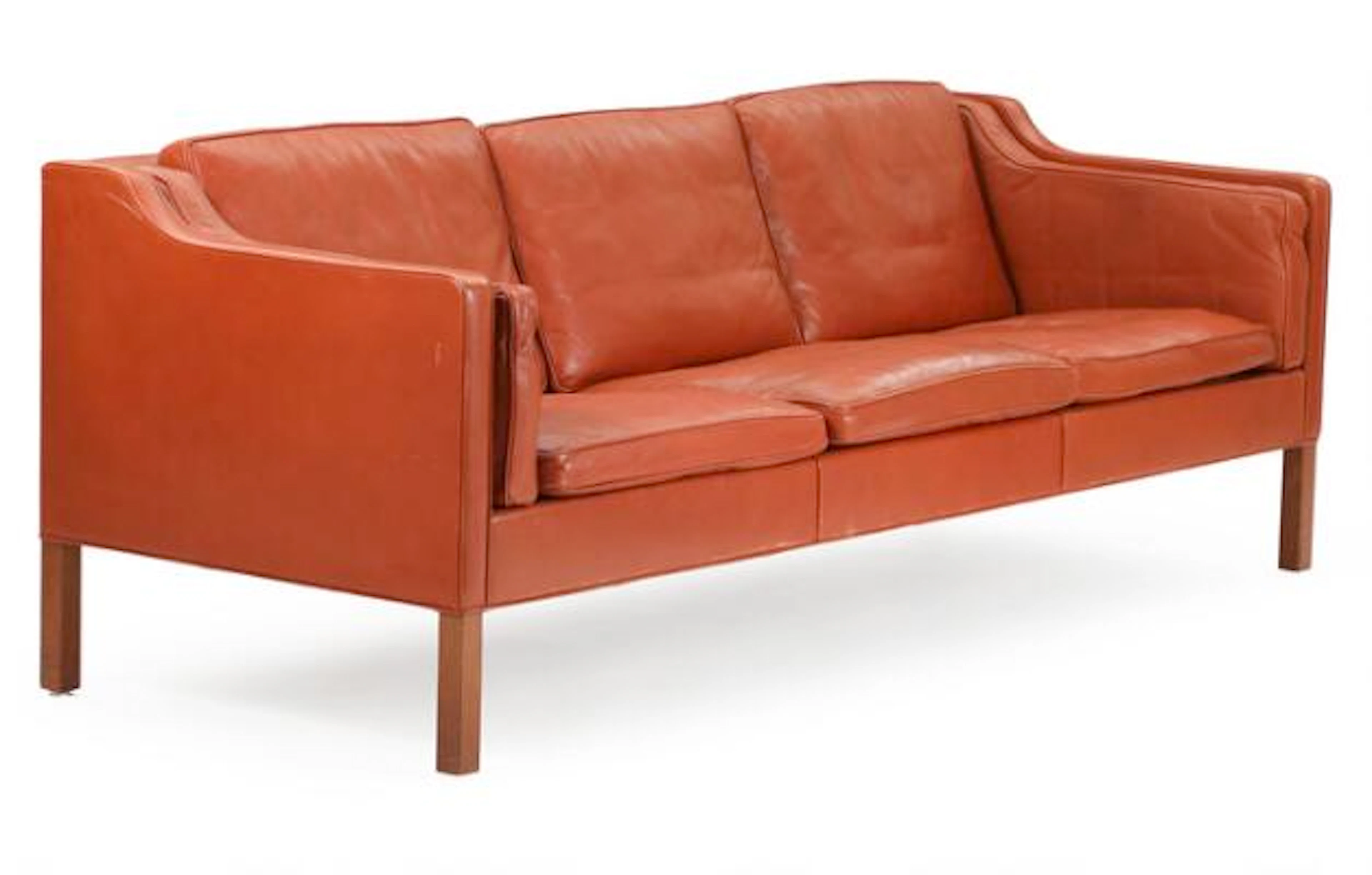 Børge Mogensen: A freestanding three seater sofa with mahogany legs