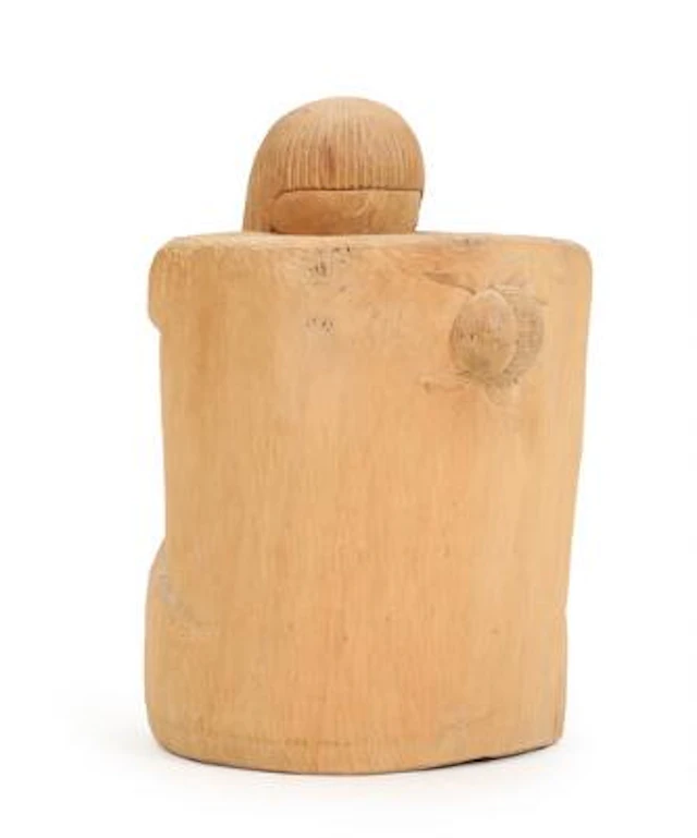 Jacob Hermann: Woman and scarab. Signed monogram. A carved rubberwood