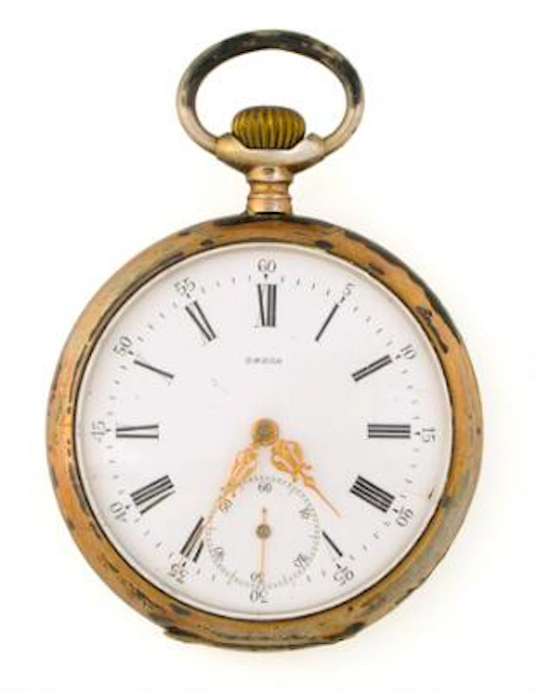 Omega: Pocket watch of silver with interior portrait of King Oscar