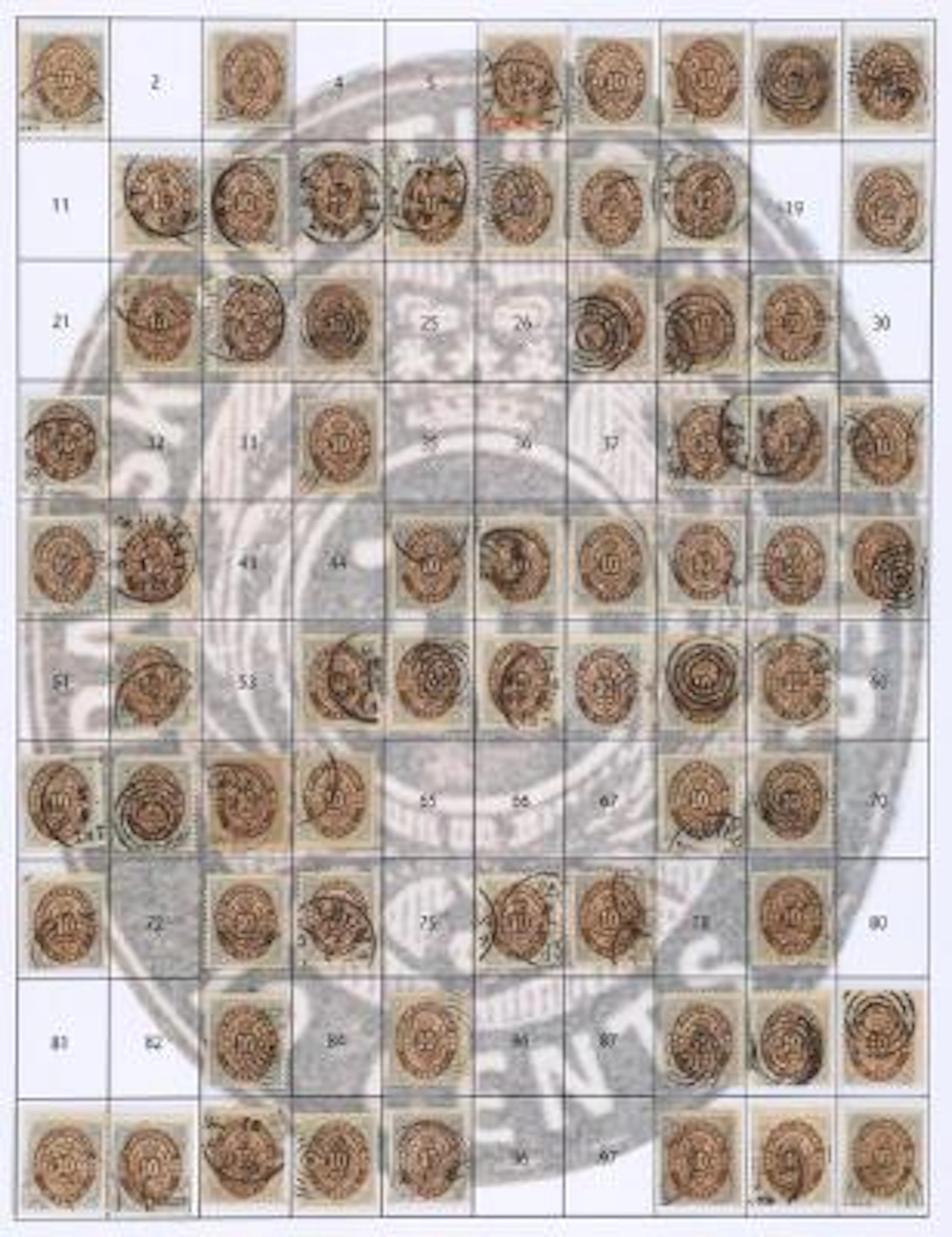 DWI. 1873-1902. Excellent coll. 10 Cents (1-8.print) + 1902-Overprints.