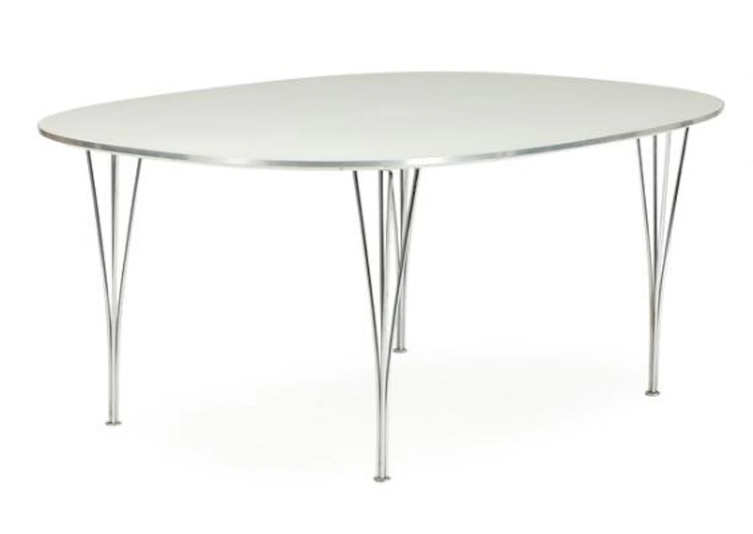 Piet Hein, Bruno Mathsson: "Ellipse". Dining table with white laminate