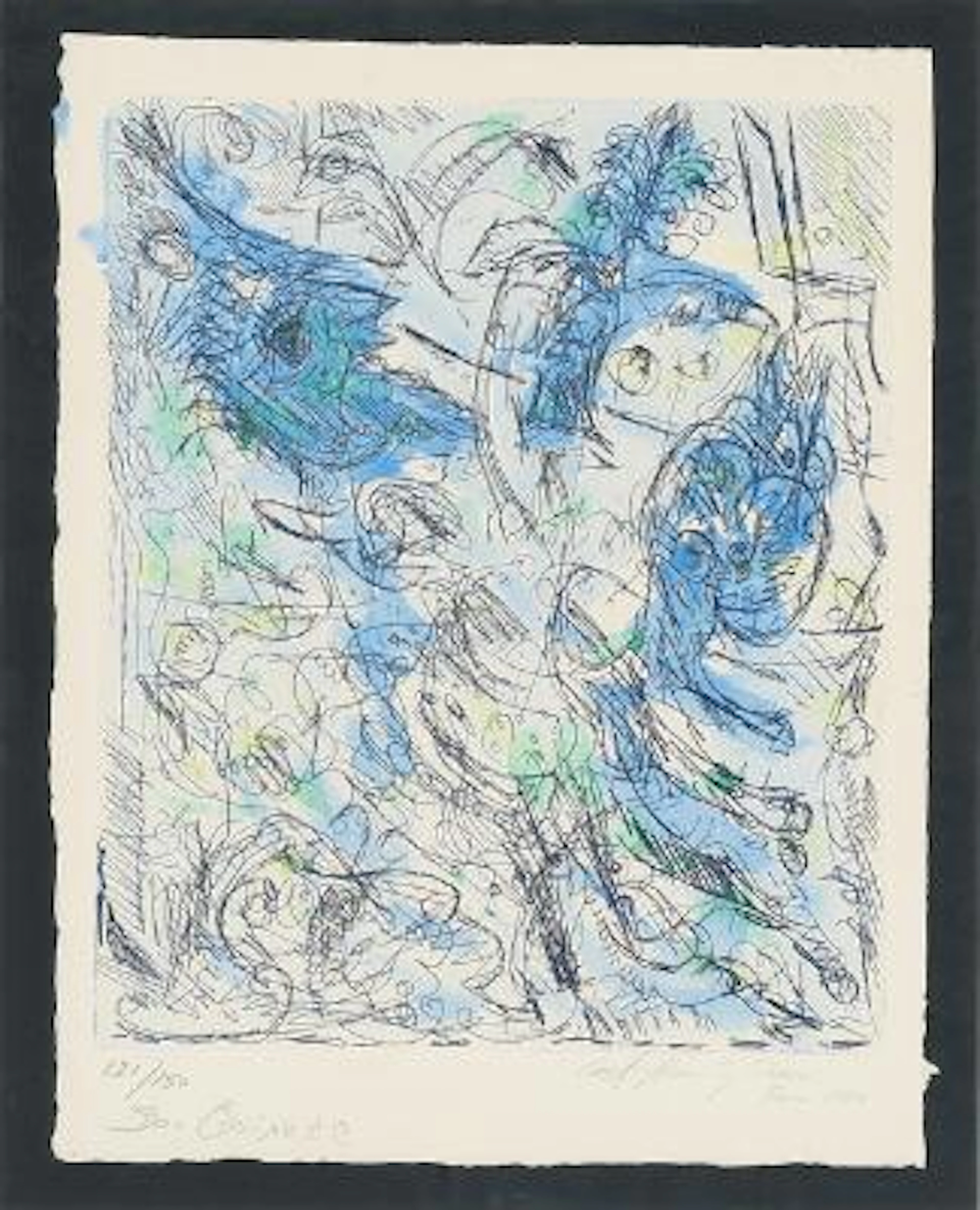 Carl-Henning Pedersen: "Don Quixote", 1983. Signed Carl-Henning Pedersen.