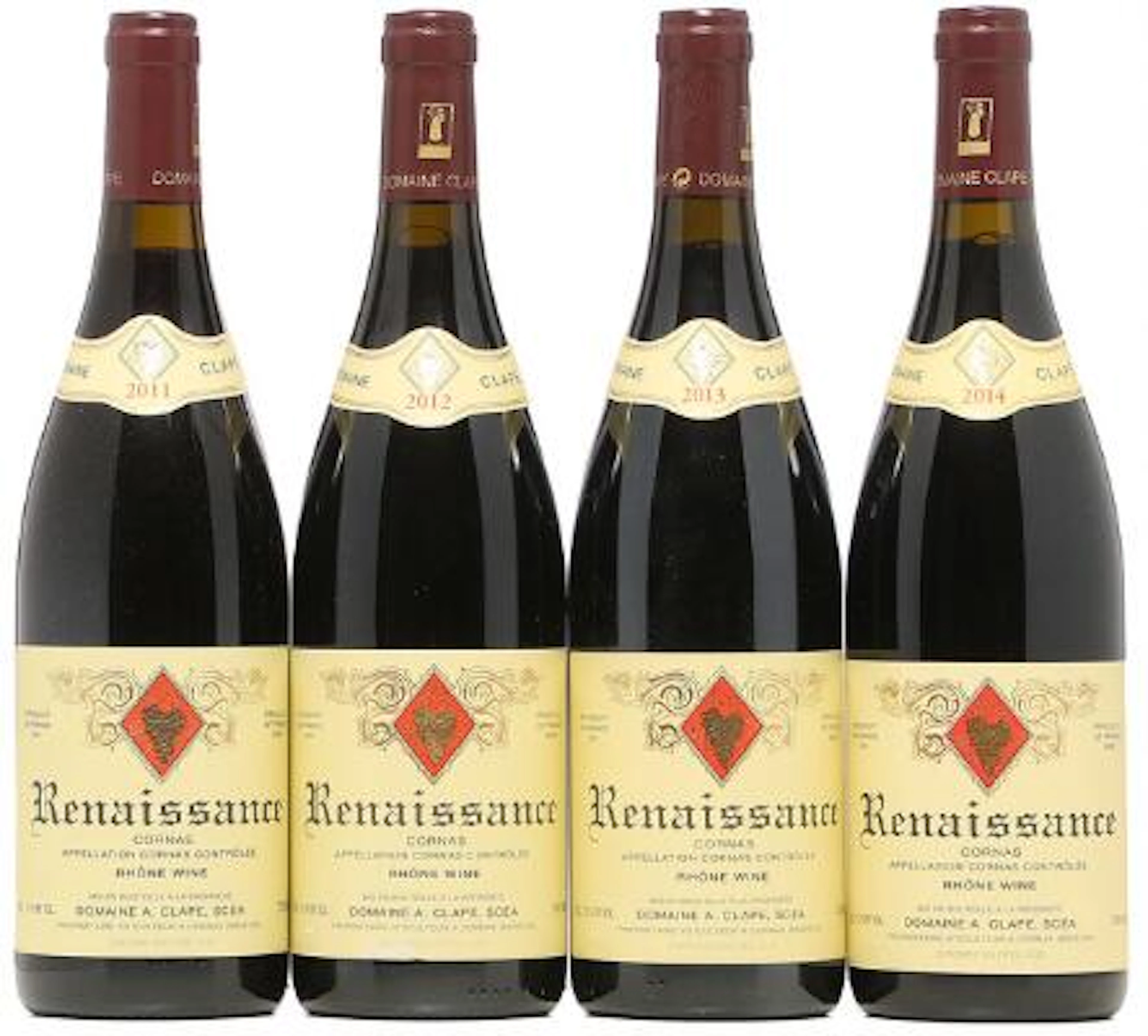 1 bt. Cornas "Renaissance", A. Clape 2011 A (hf/in). etc. Total 4