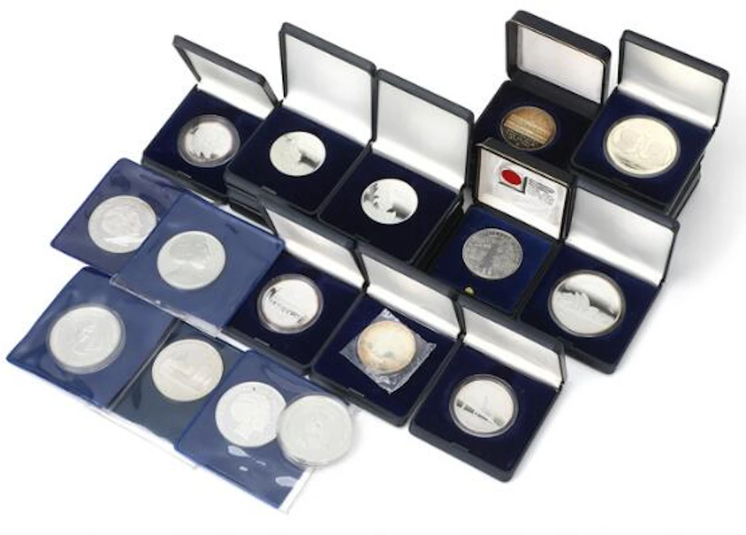 Margrethe II, collection of silver medals, in total 23 pcs with a