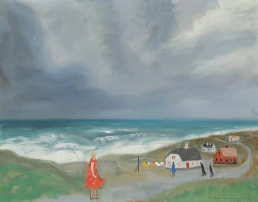 Knud Kristensen: "Graavejr ved havet - Storm", 1960. Signed Knud Kristensen