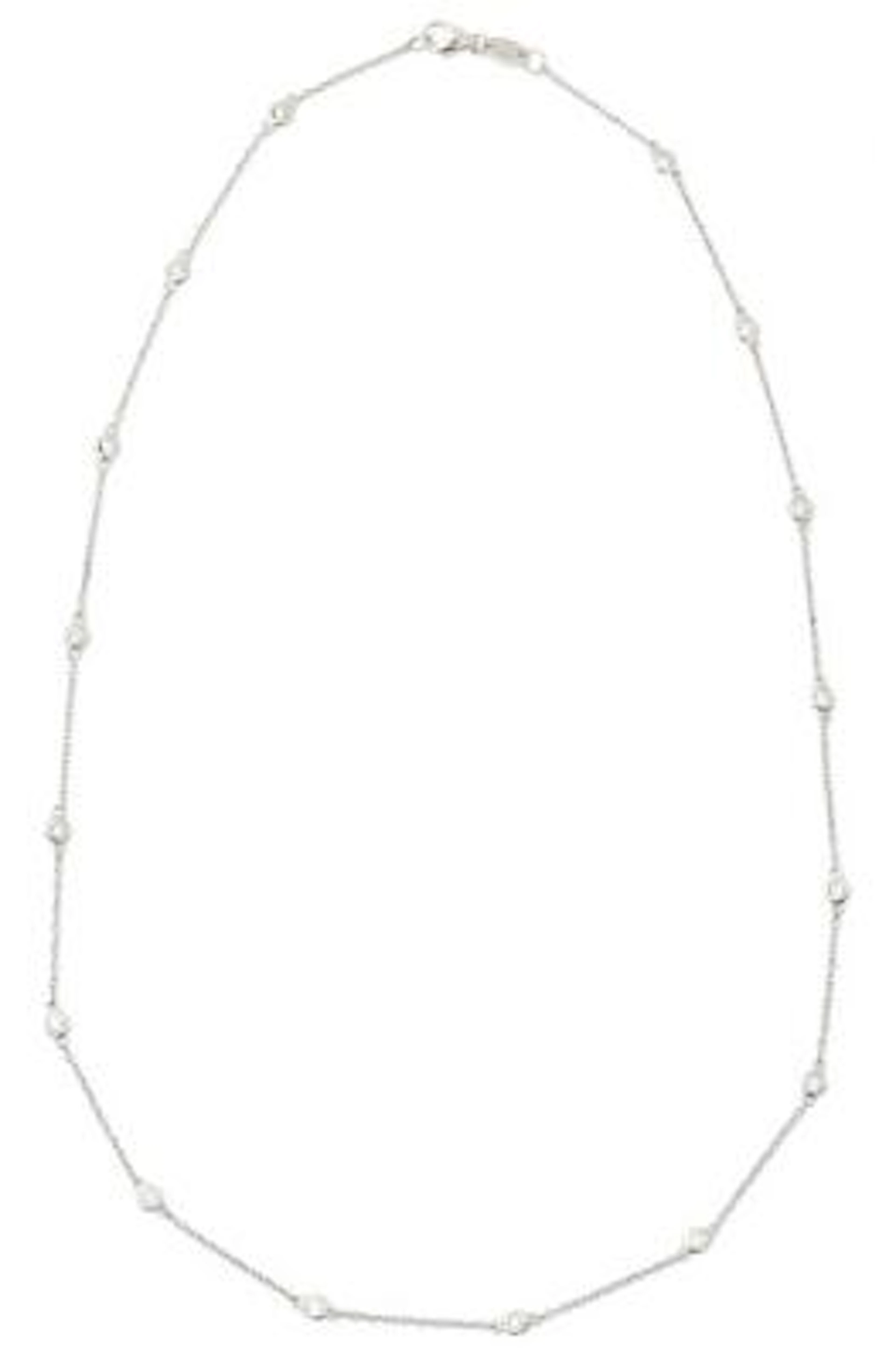 A diamond necklace set with diamonds mounted in 18k white gold. Weight