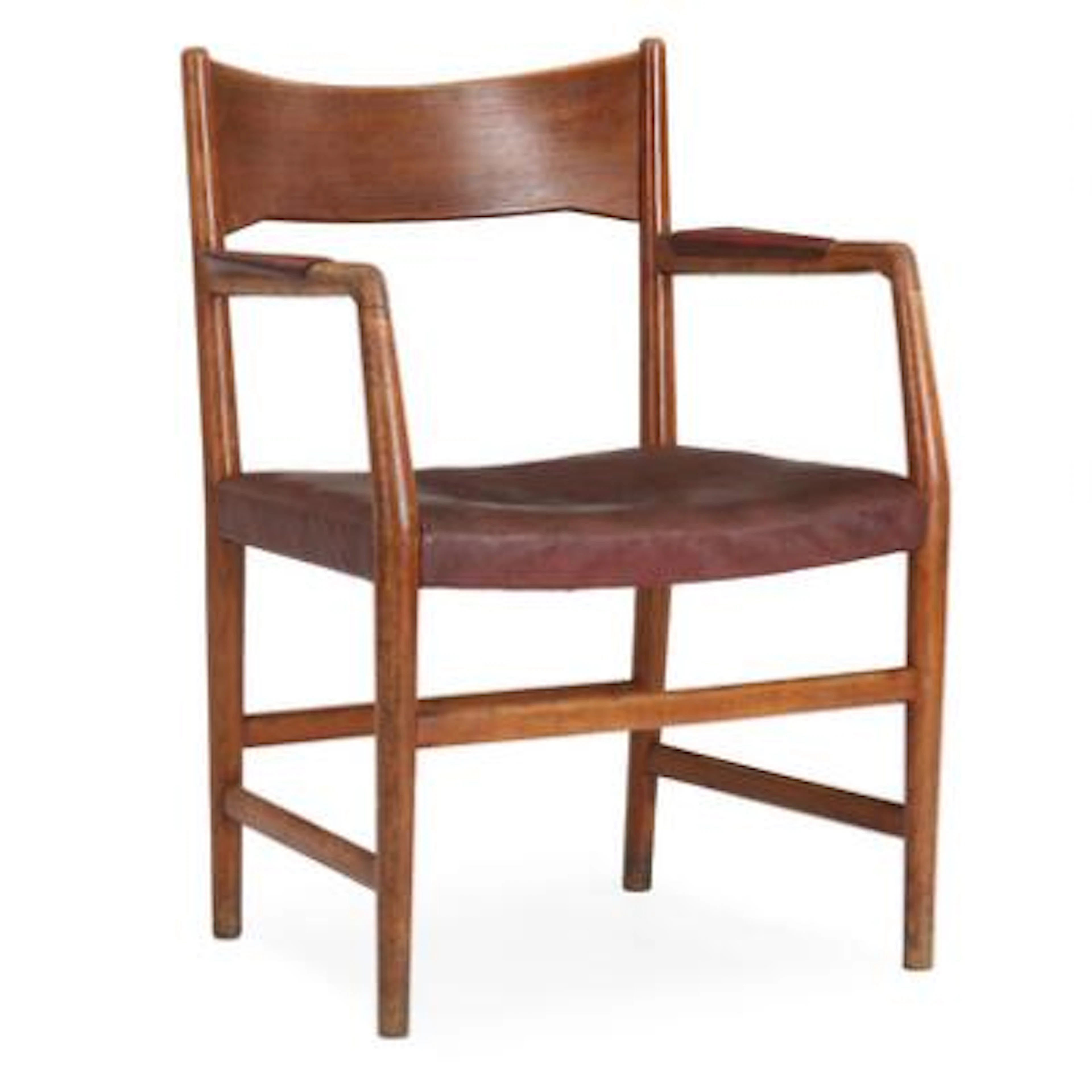 Hans J. Wegner: “Town Hall Chair”. Armchair with patinated oak frame