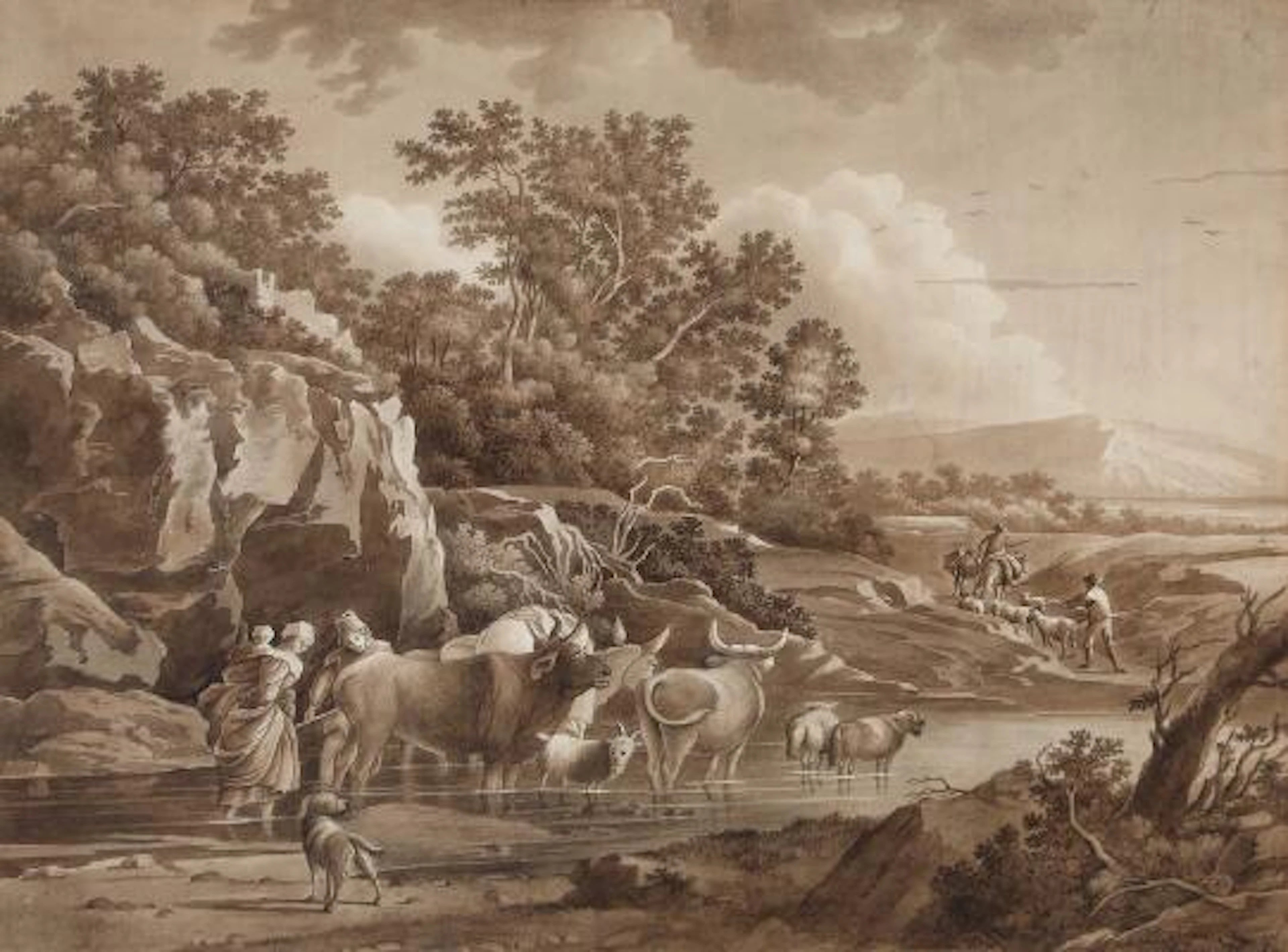 Unknown artists, 19th century: Two landscape paintings. One signed.