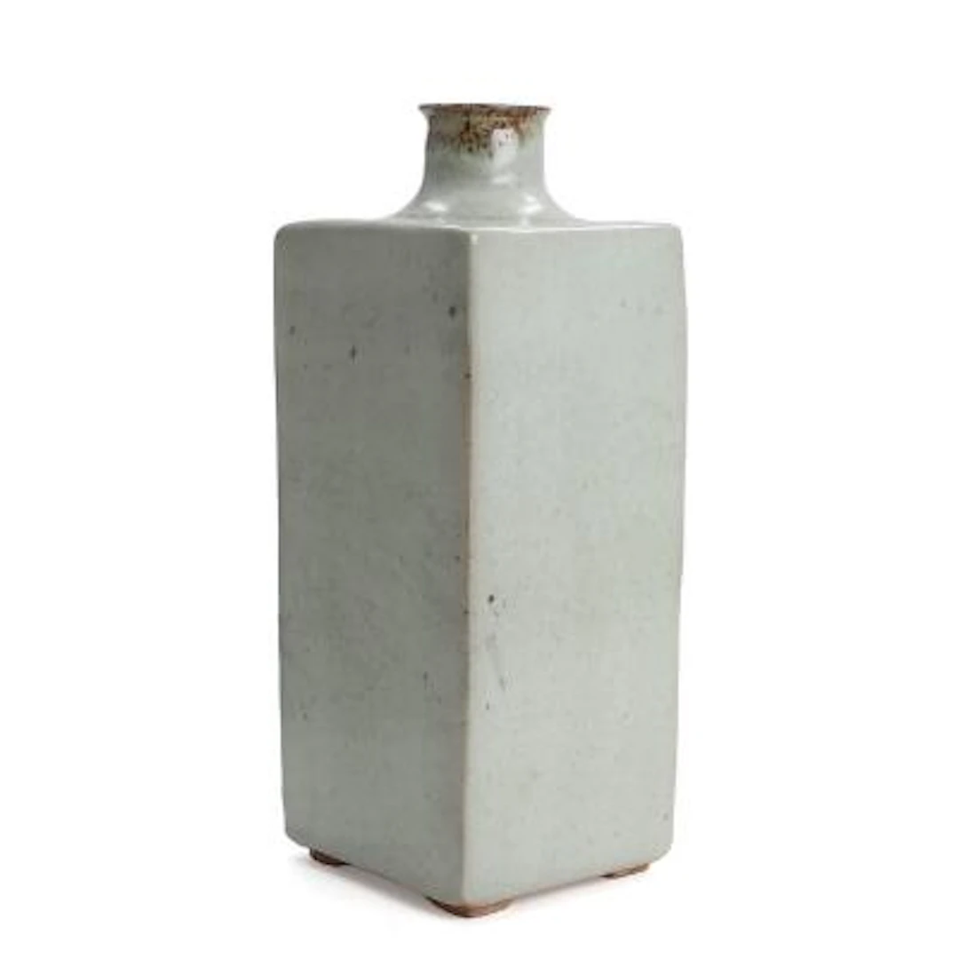Nis Stougaard: Vase of stoneware decorated with celadon glaze. Signed