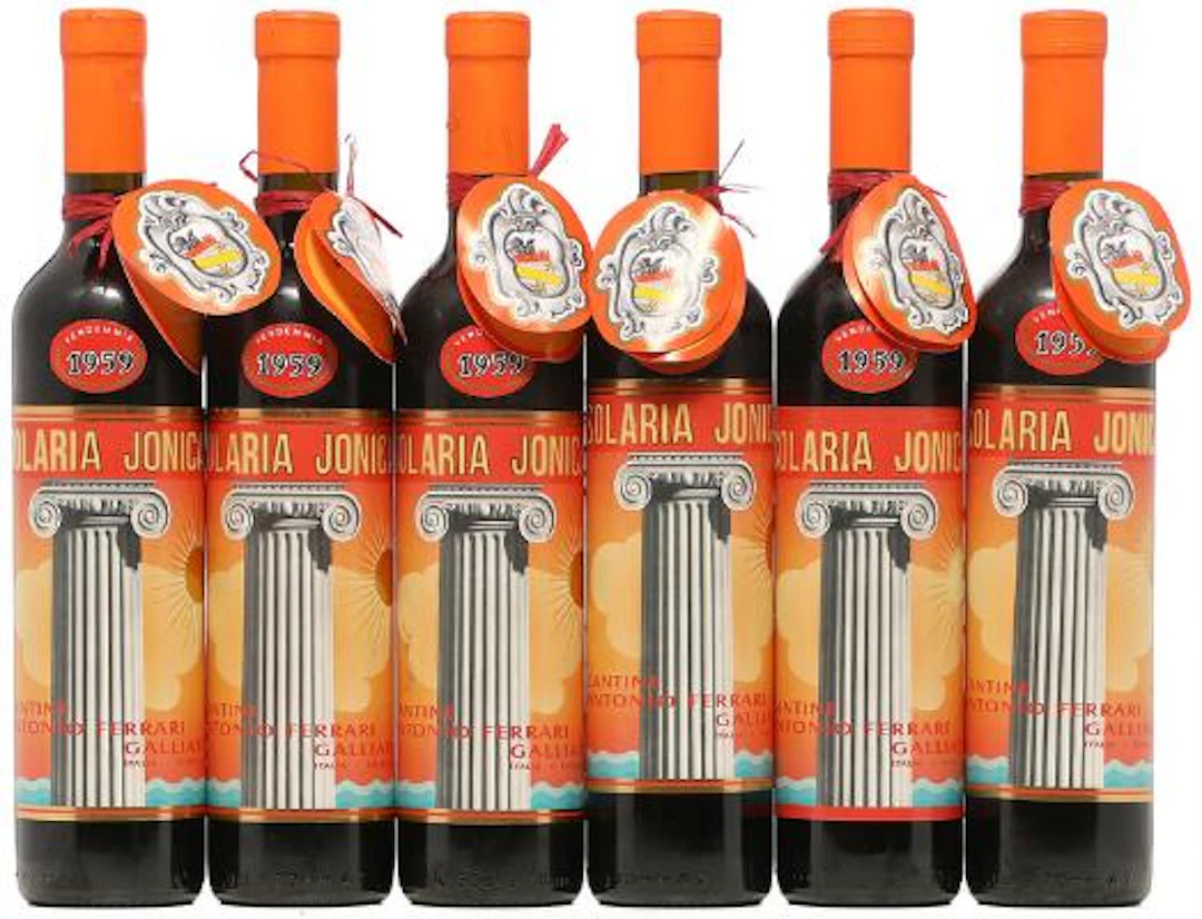 6 bts. 0,5 l. Solaria Jonica, Cantine Antonio Ferrari 1959 A (hf/in).