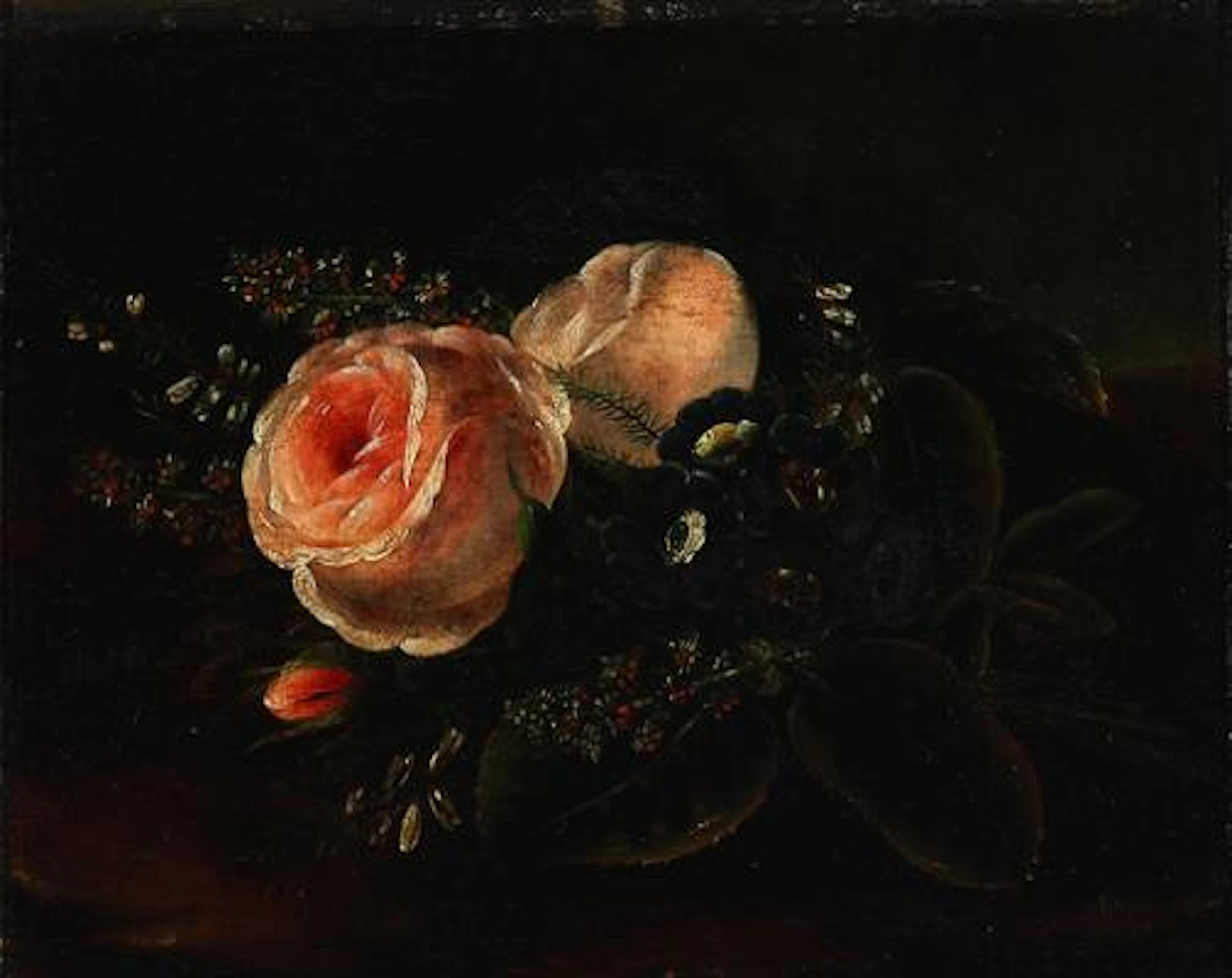 I. L. Jensen, school, 19th century: A bouquet of pale pink roses.