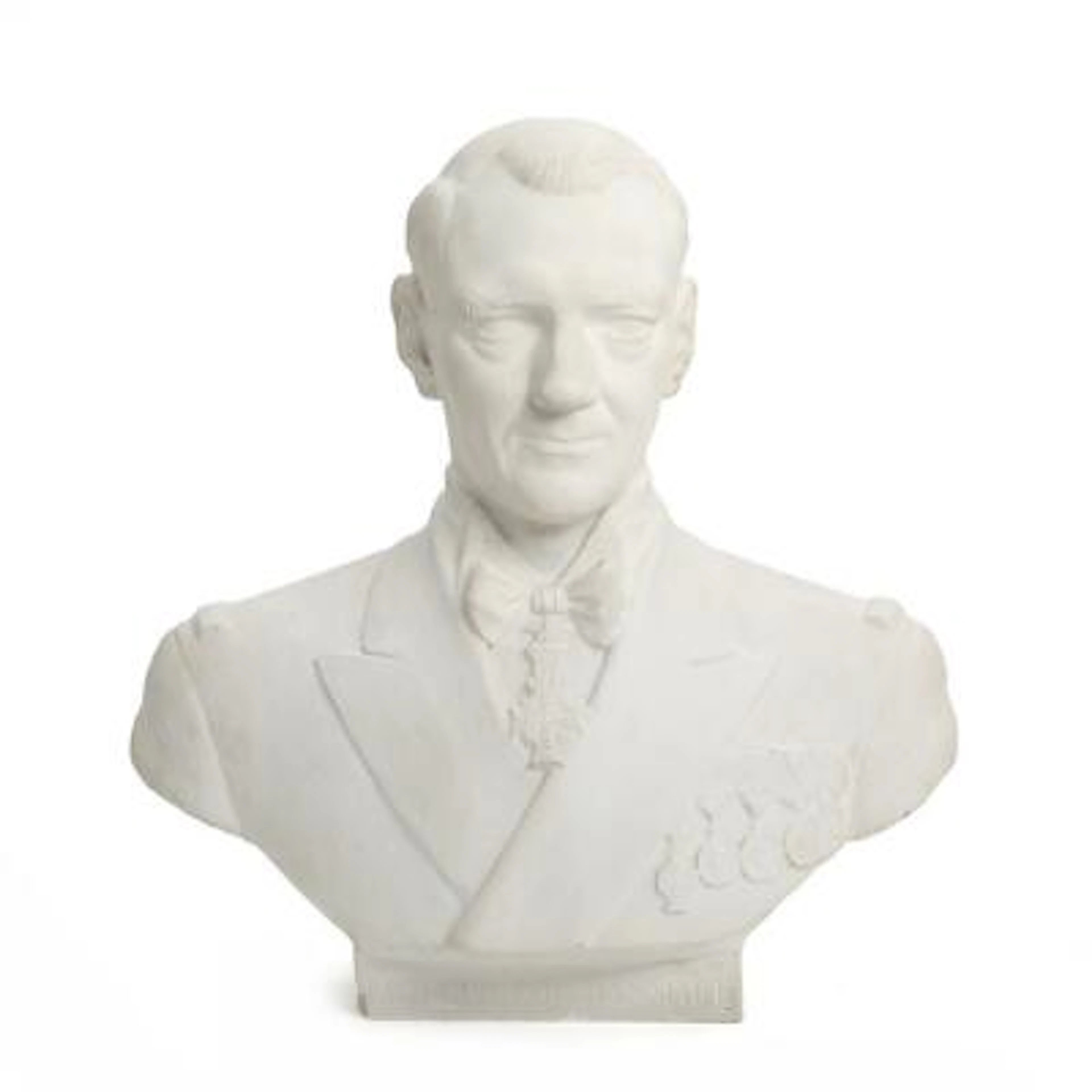 Hans W. Larsen: Bust in plaster depicting King Frederik IX of Denmark.