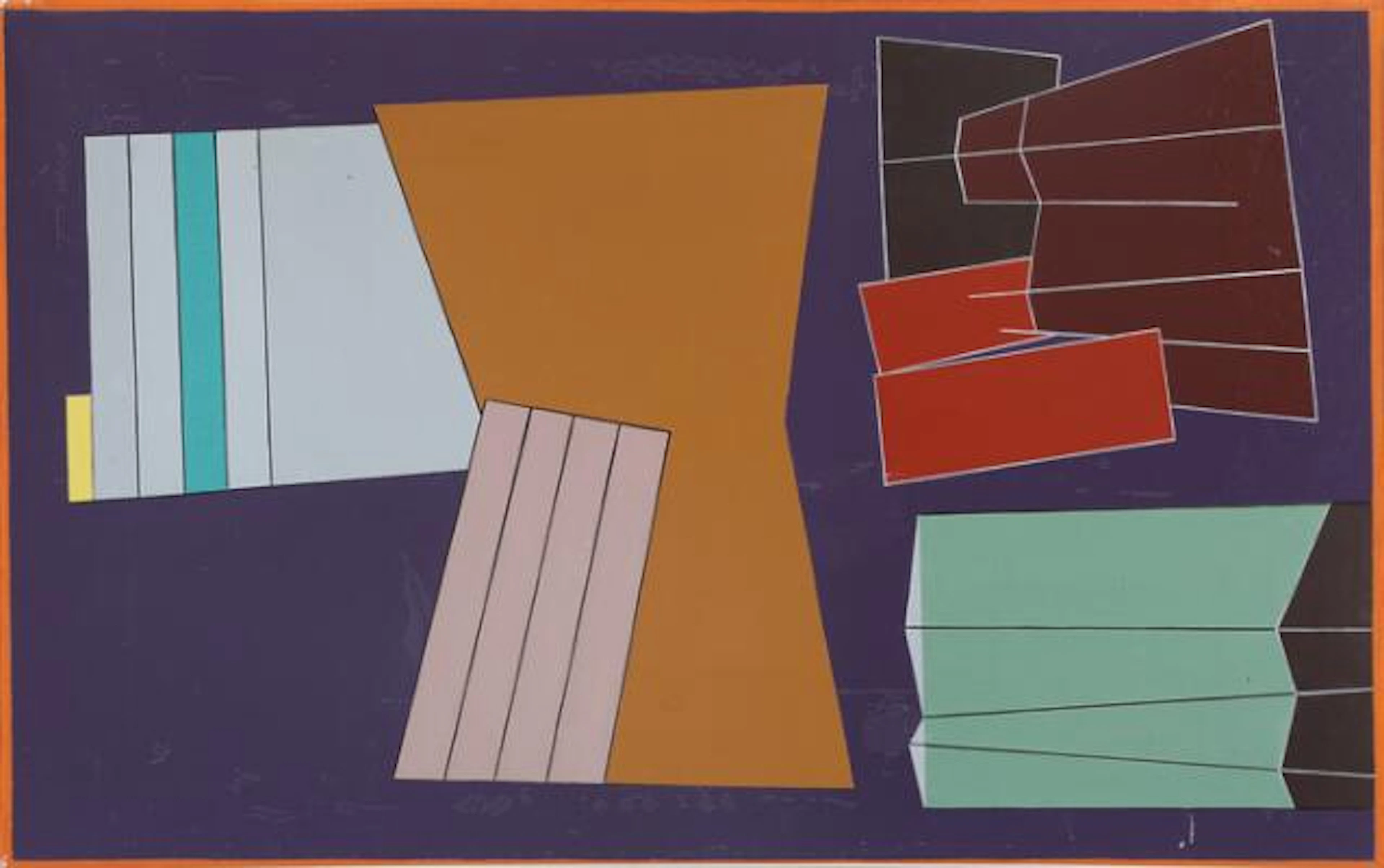 Knud Nielsen: "Figures in a Violet Room", June 1956. Signed. Oil on