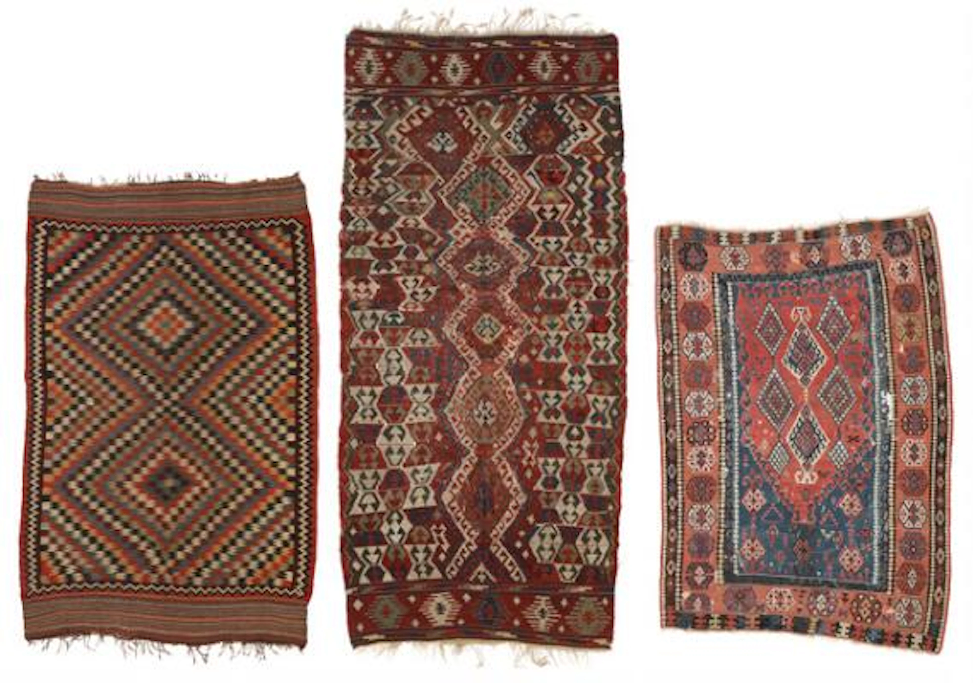 Three kilims. Khasgai, Persia. Late 19th century. 239 x 150. Shahsavan