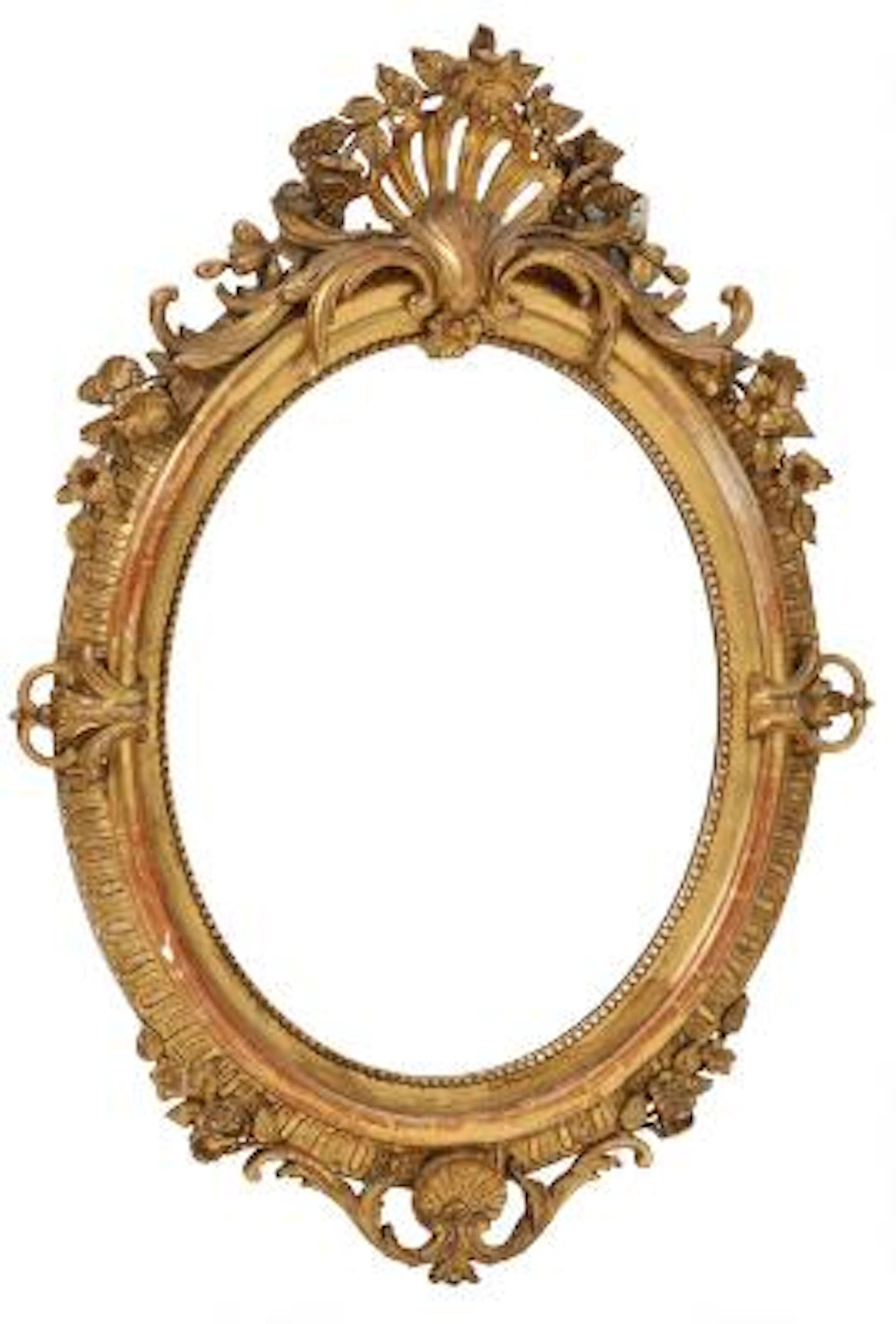 Oval Louis Philippe mirror in a frame of partially gilded wood and
