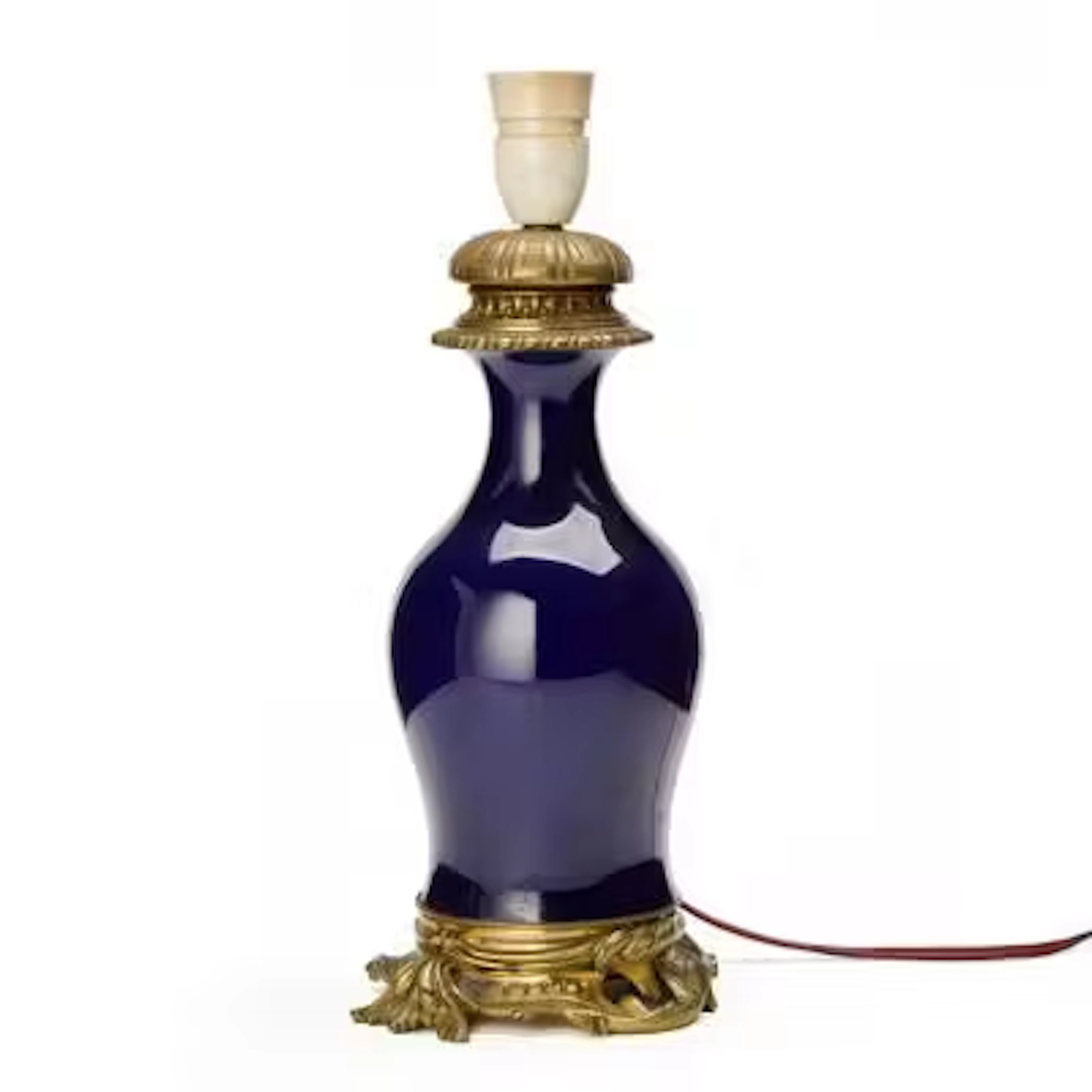 A French porcelain and gilt bronze lamp, late 19th century. H. excl.