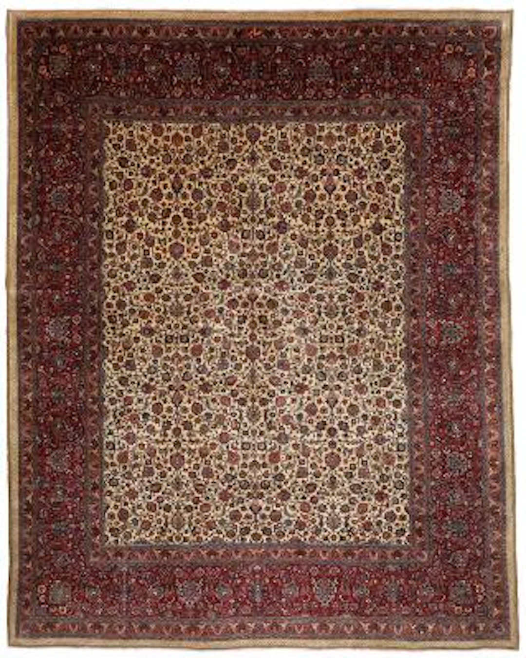 A signed Saber Mashad carpet, Persia. All over design of palmettes