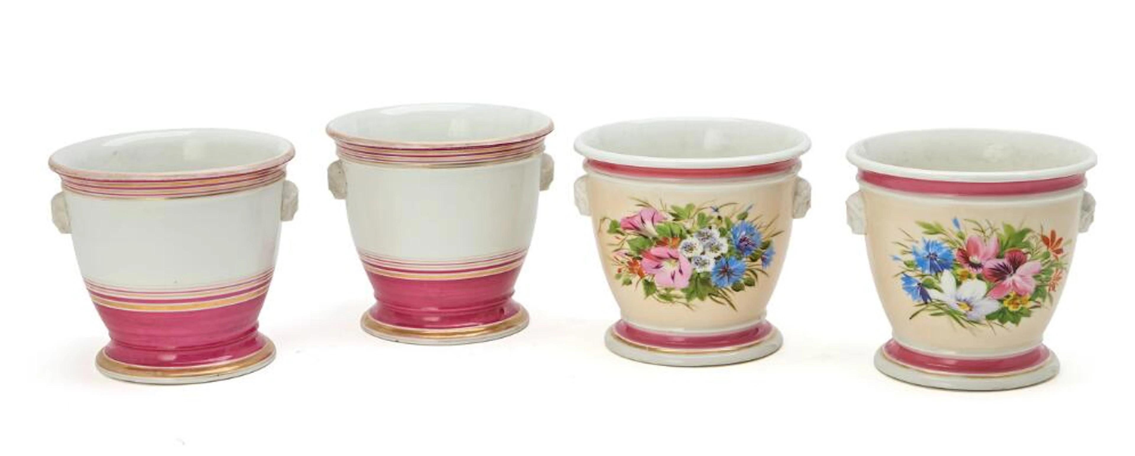 Four enamelled and gilt porcelain cachepots, Bing & Grøndahl, late