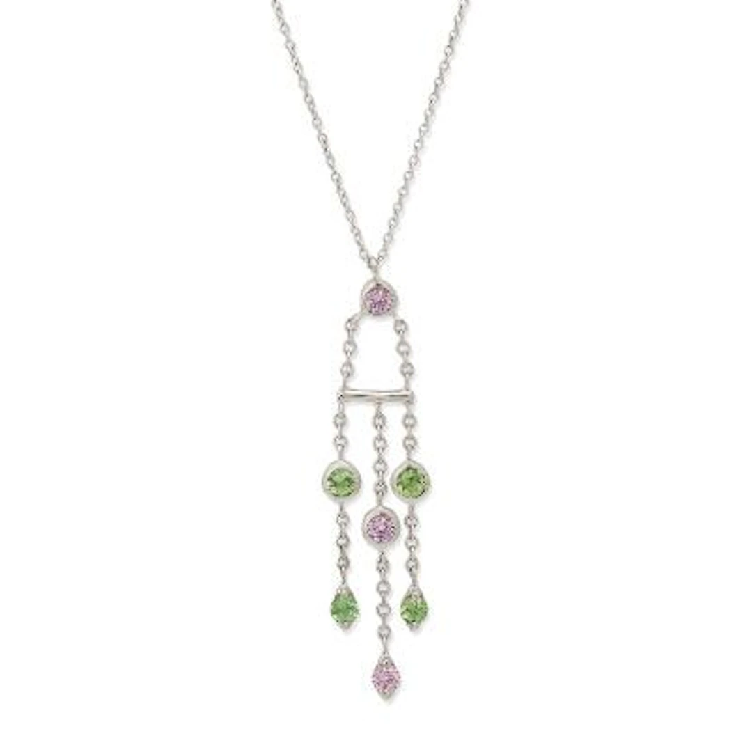 Tiffany & Co.: A "Fringe" necklace with a sapphire and garnet pendant
