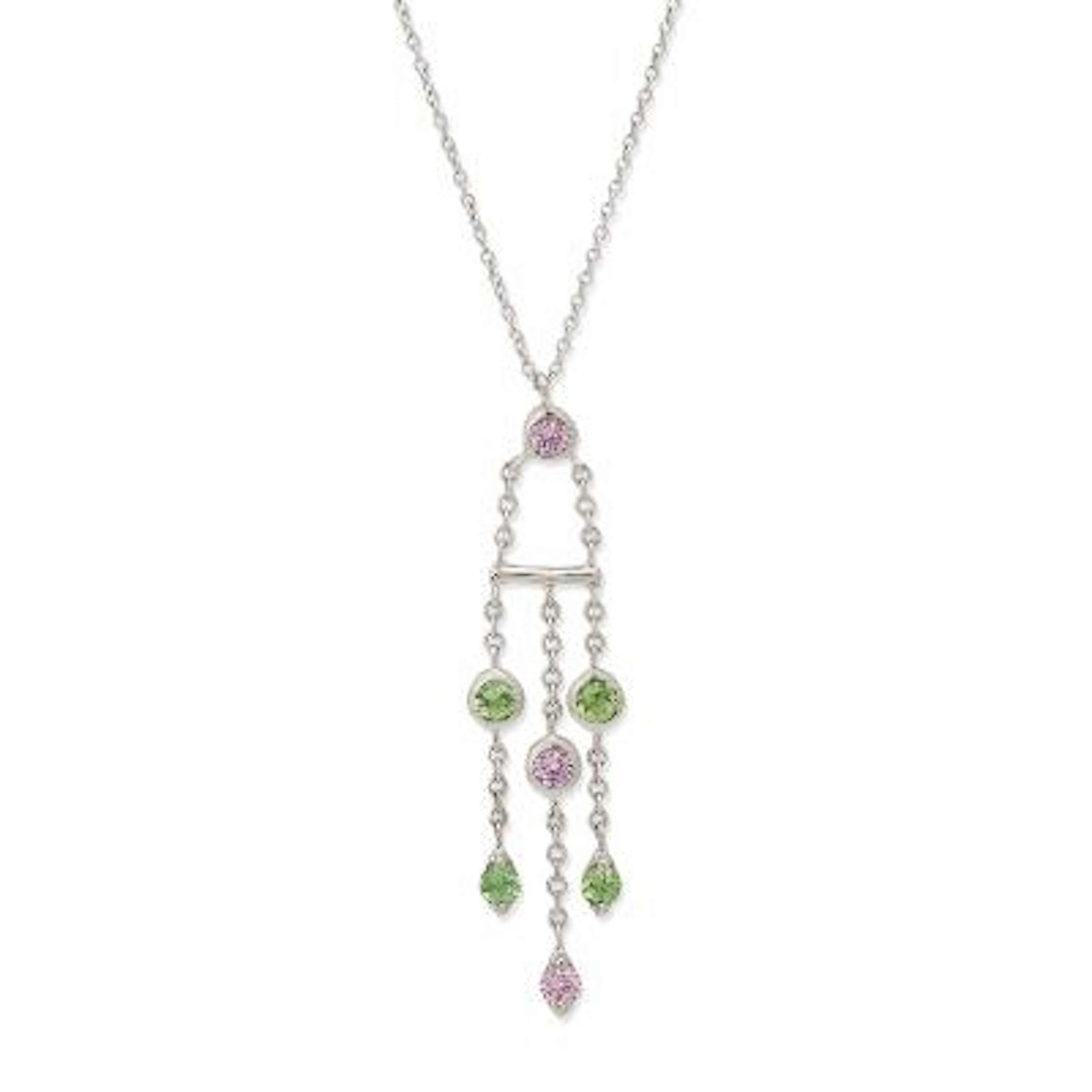 Tiffany & Co.: A "Fringe" necklace with a sapphire and garnet pendant