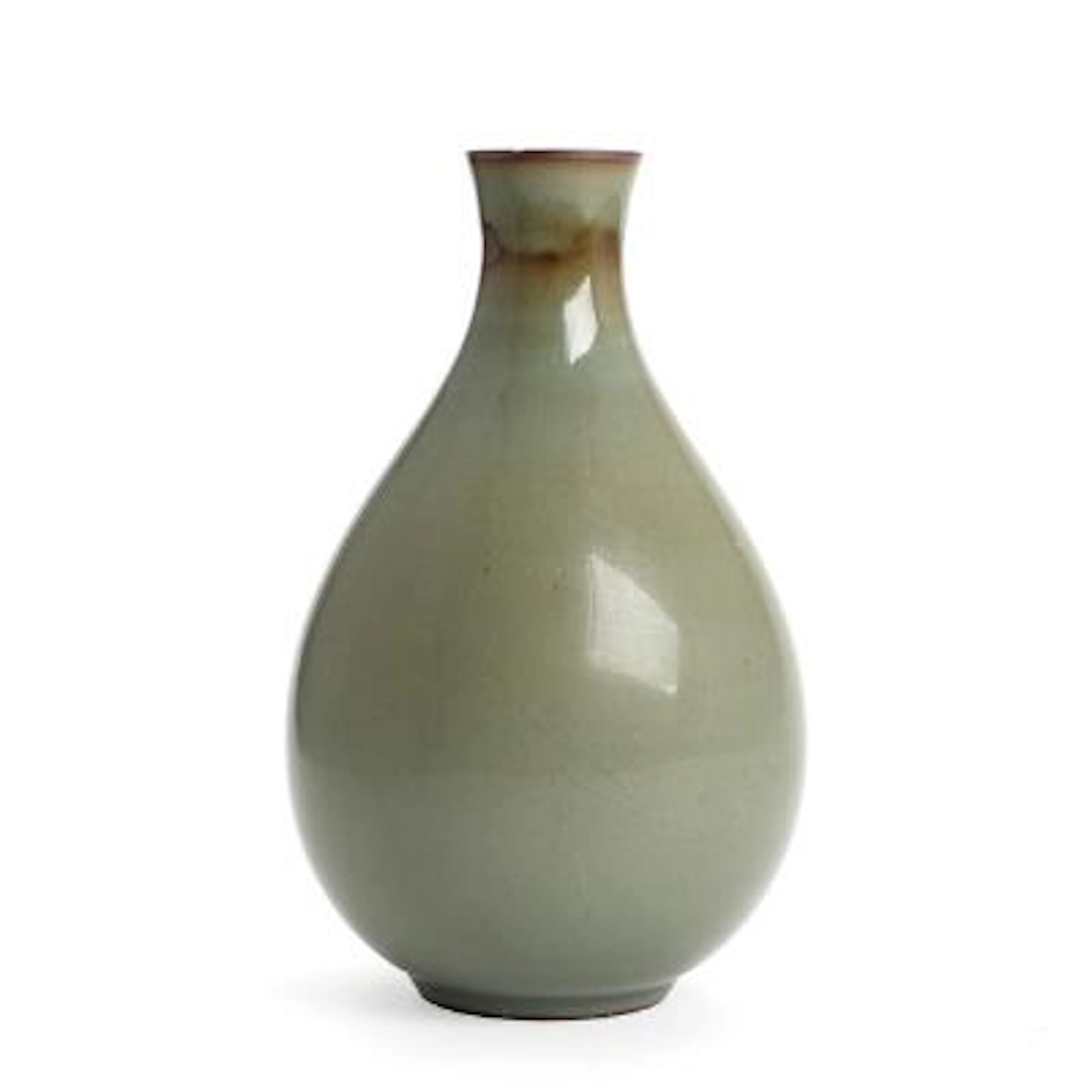 Hans Henrik Hansen: A stoneware vase, ecorated with green glaze. Signed