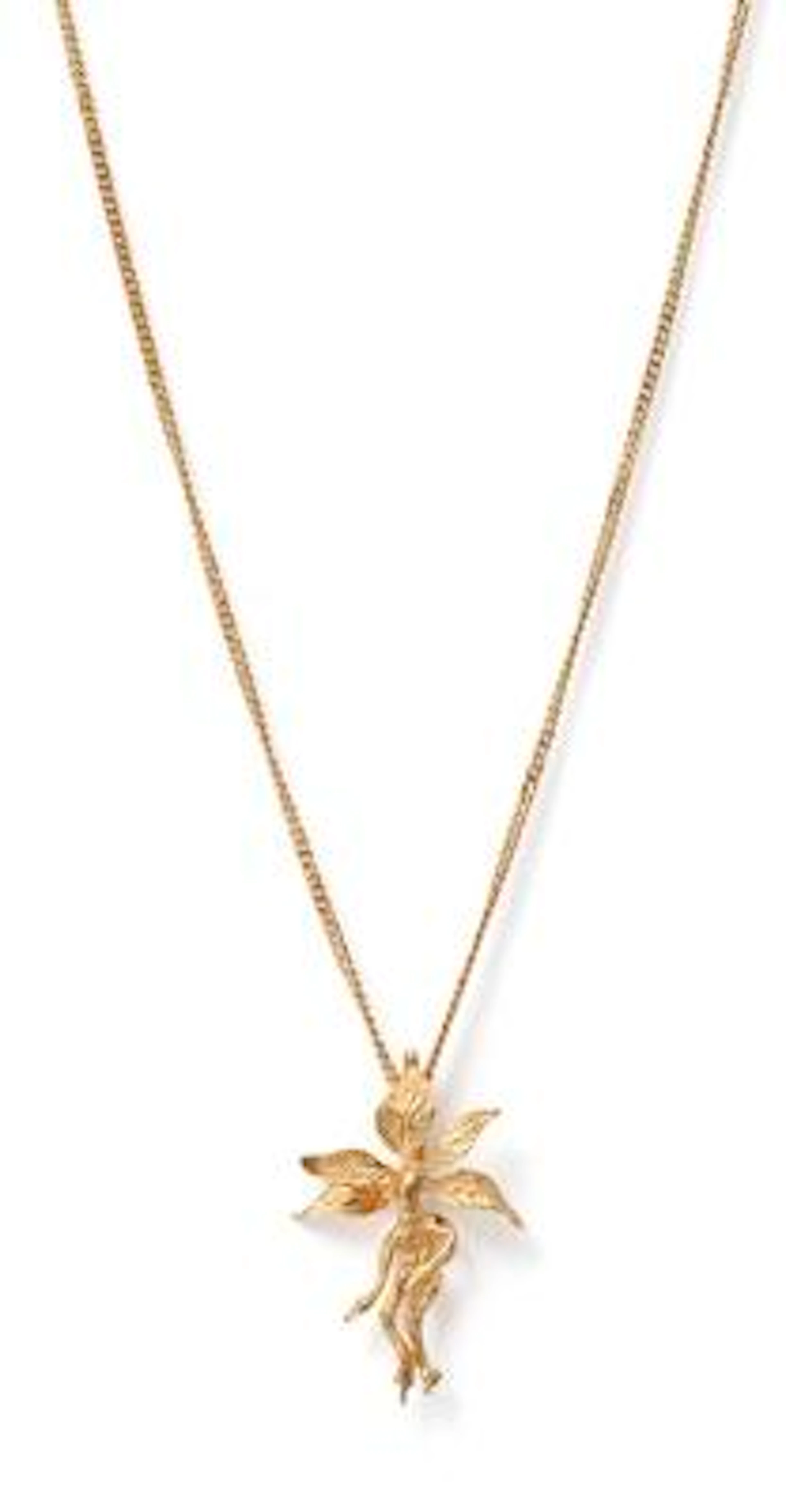 Necklace with pendant set with "Alrune" motif in 18 kt gold. Total