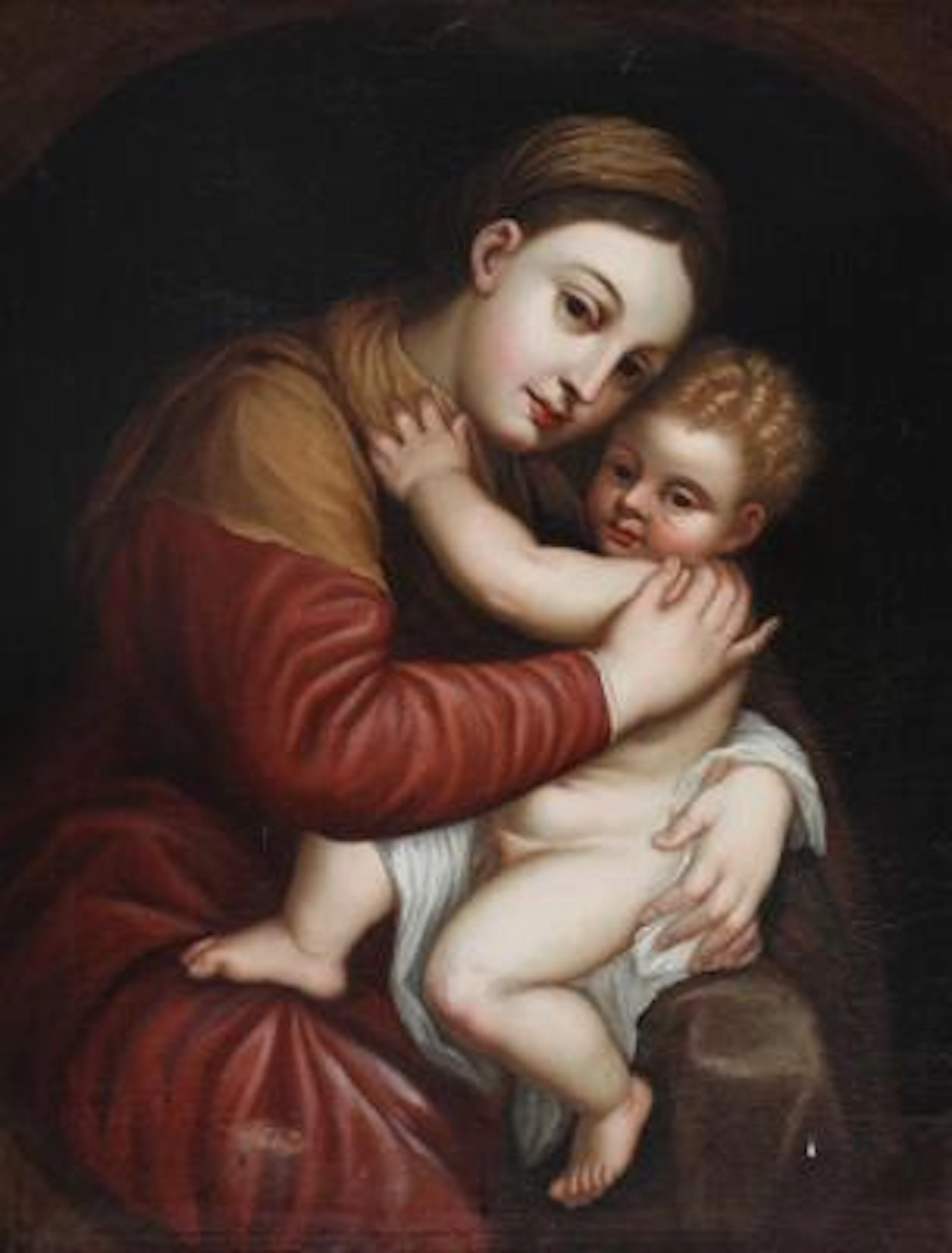 Unknown painter, 18th century: Madonna and Child. Unsigned. Oil on