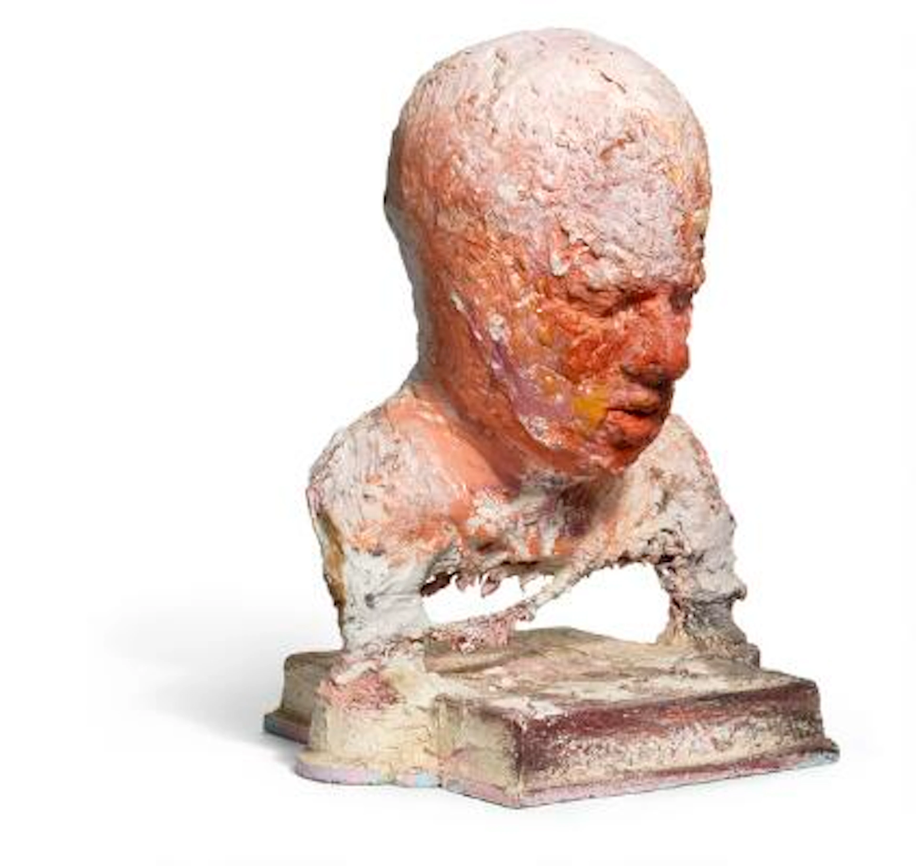 Kurt Trampedach: Portrait. Signed Trampedach. Painted plaster and